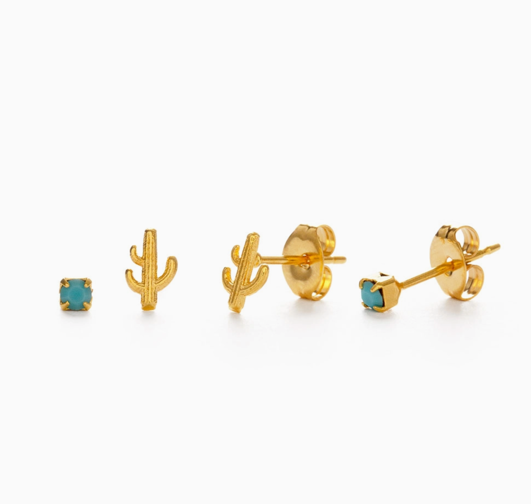Cactus + Turquoise Stud Earring Set