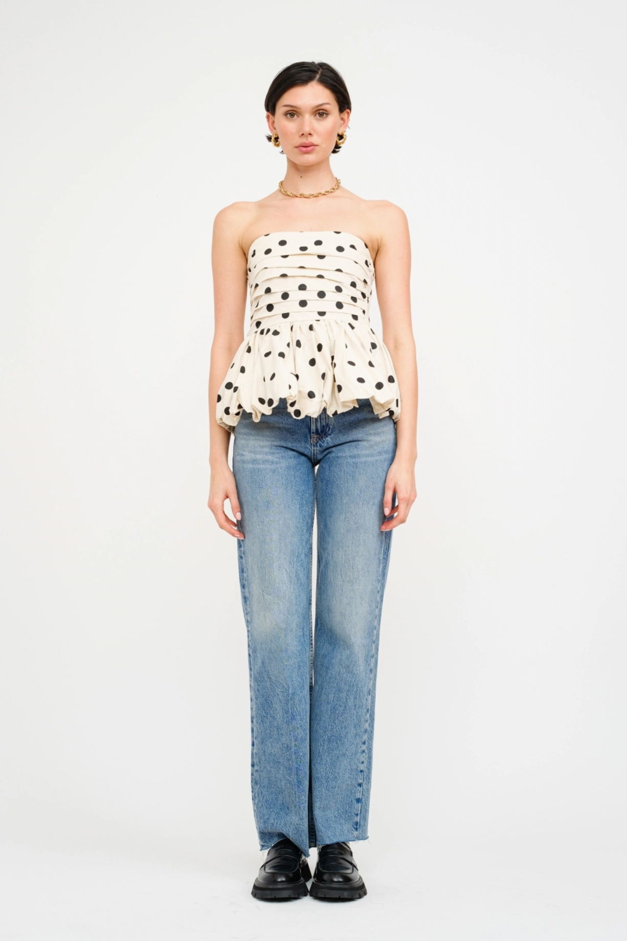 Paige Polka Dot Strapless Blouse
