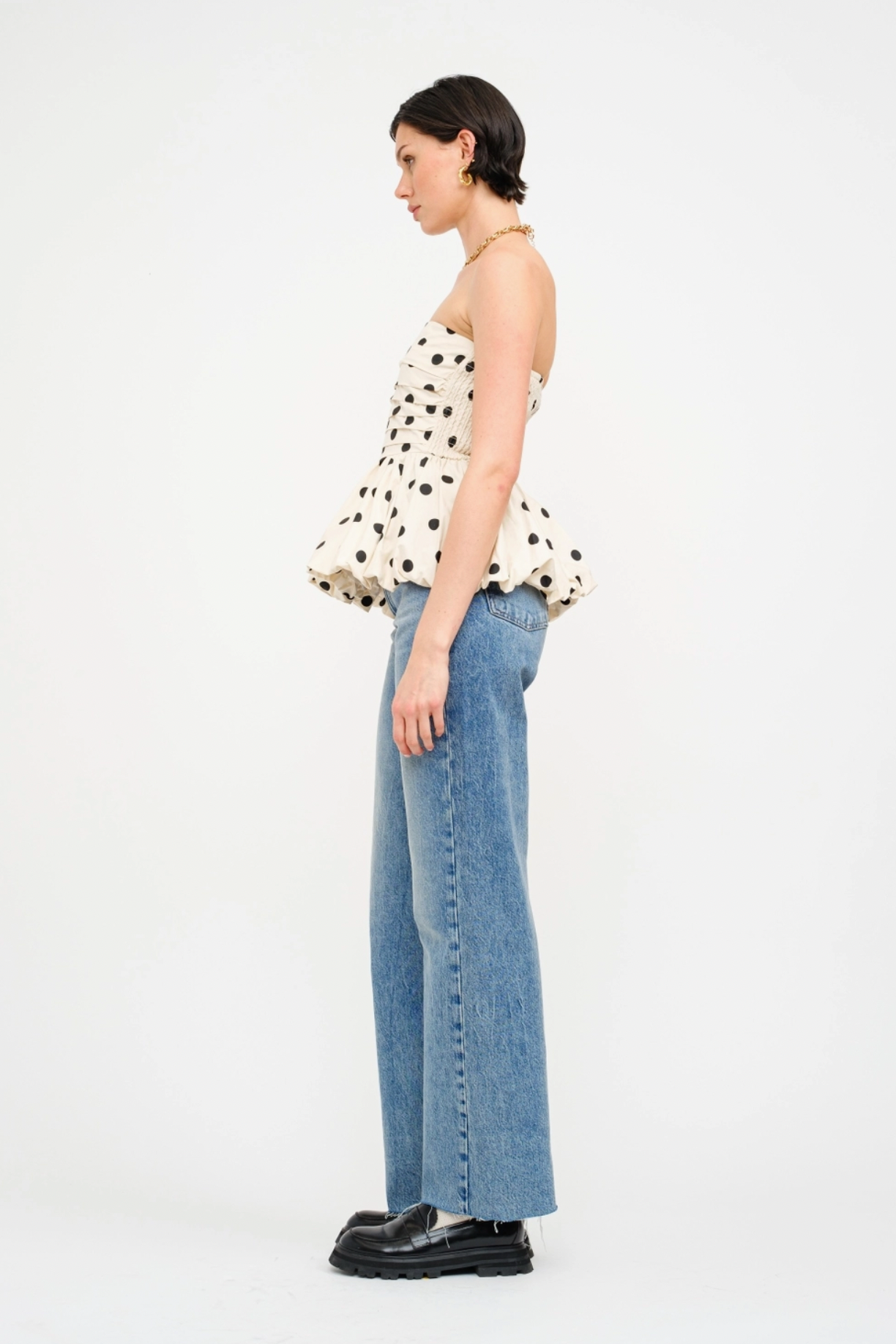 Paige Polka Dot Strapless Blouse