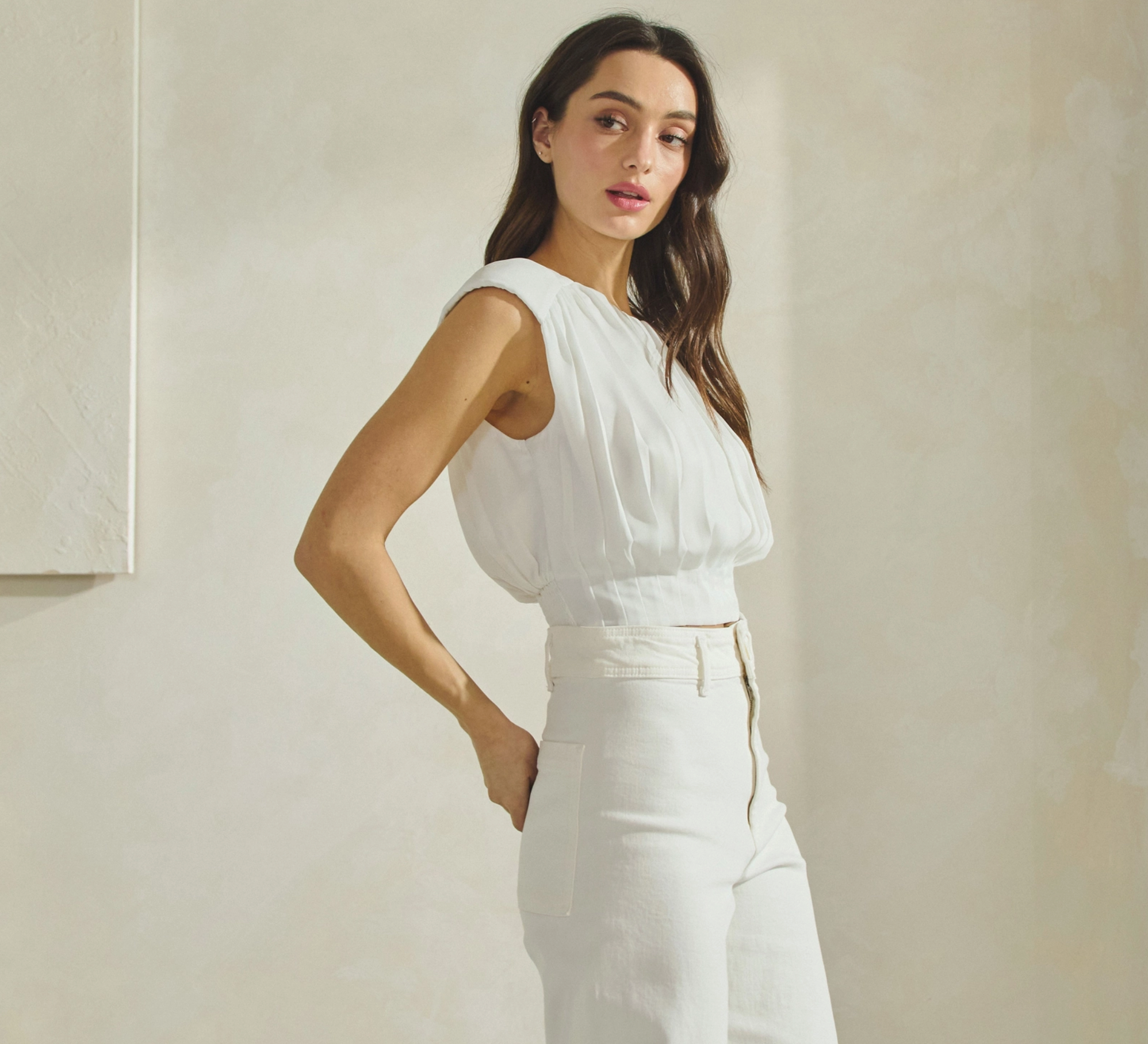 Celeste Pleated Sleeveless Top