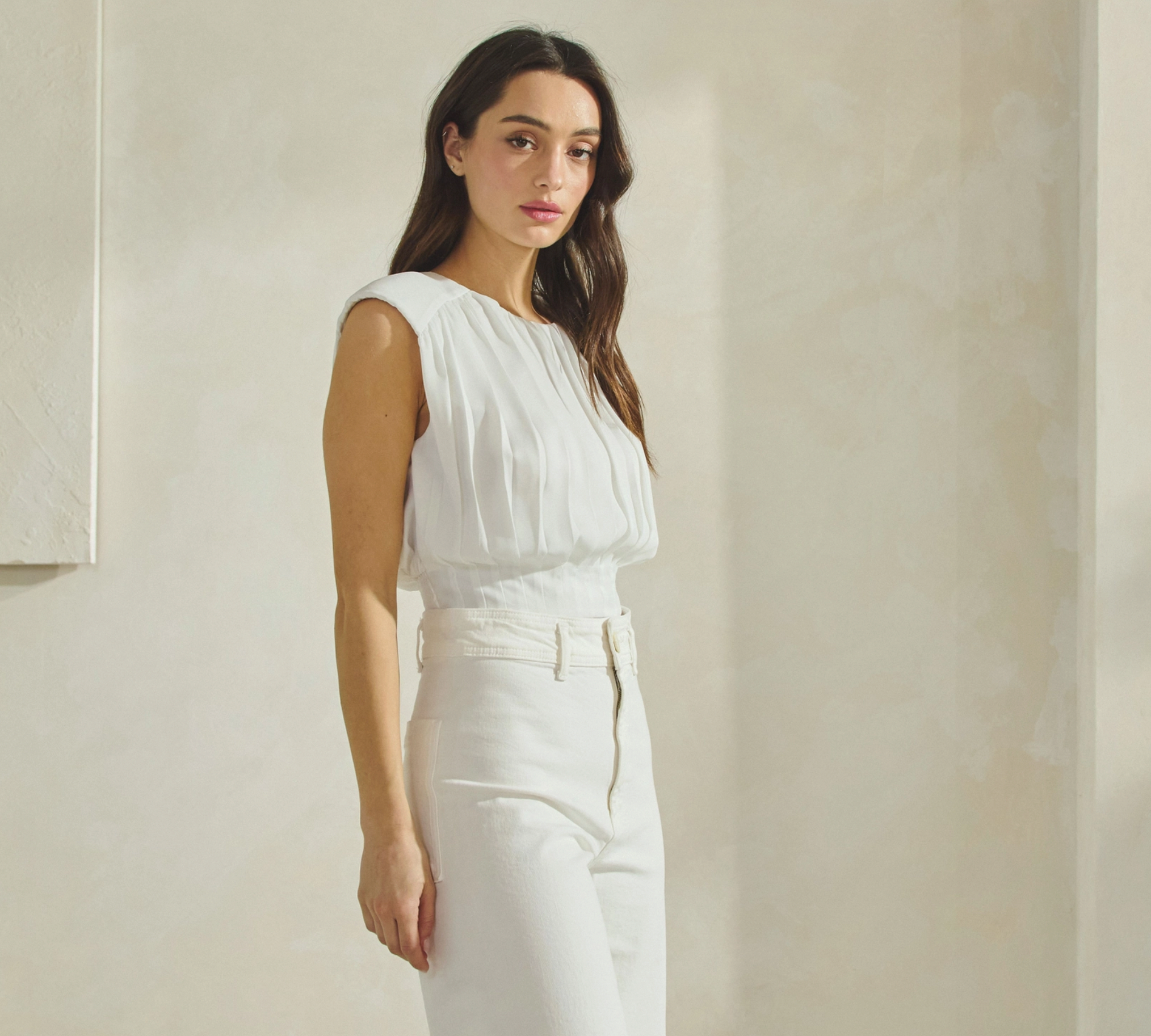 Celeste Pleated Sleeveless Top