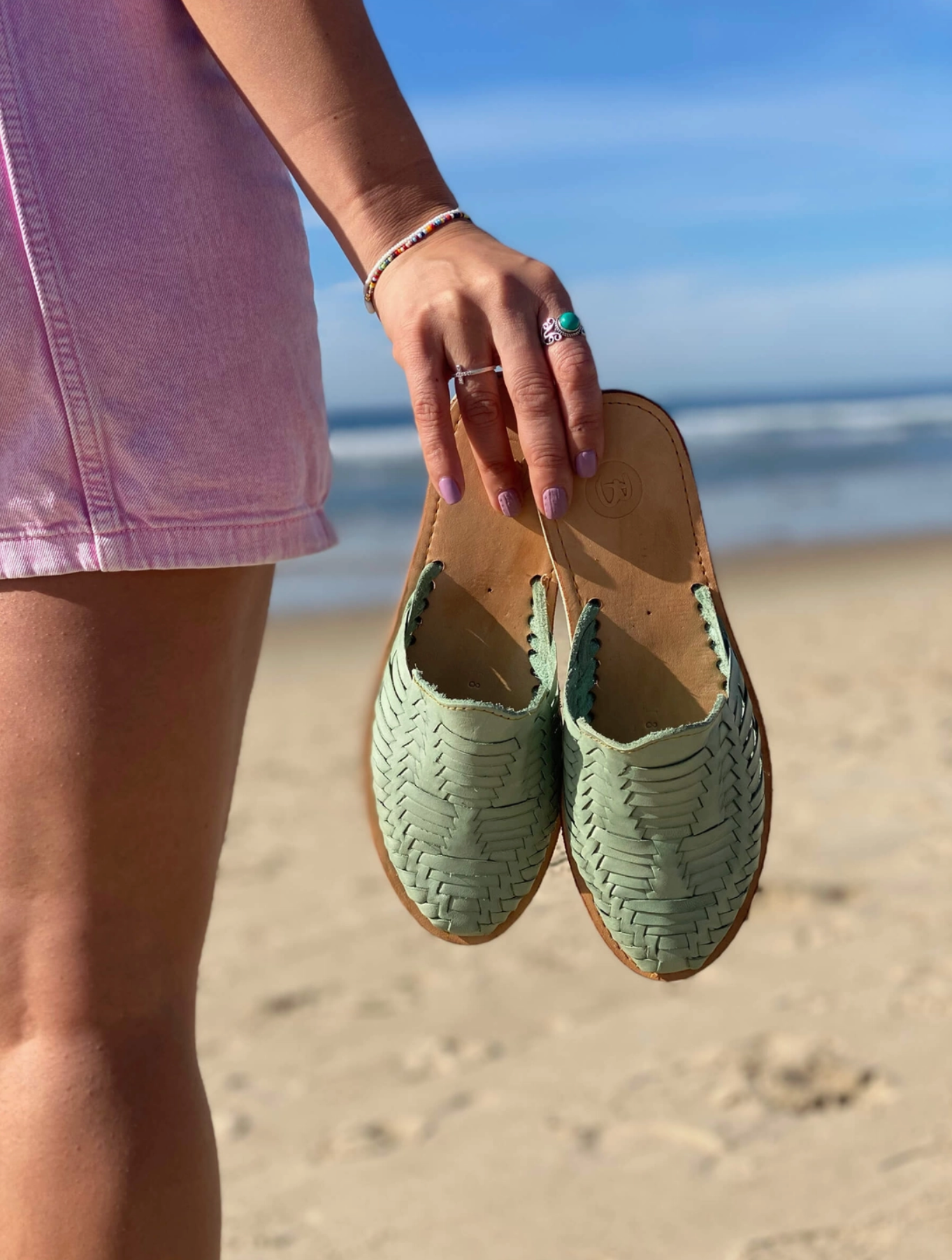 Marbella Huarache Slide Teal