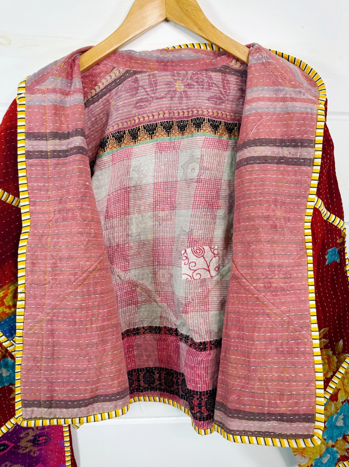 Handmade Patchwork Kantha Quilted Bomber Jacket A