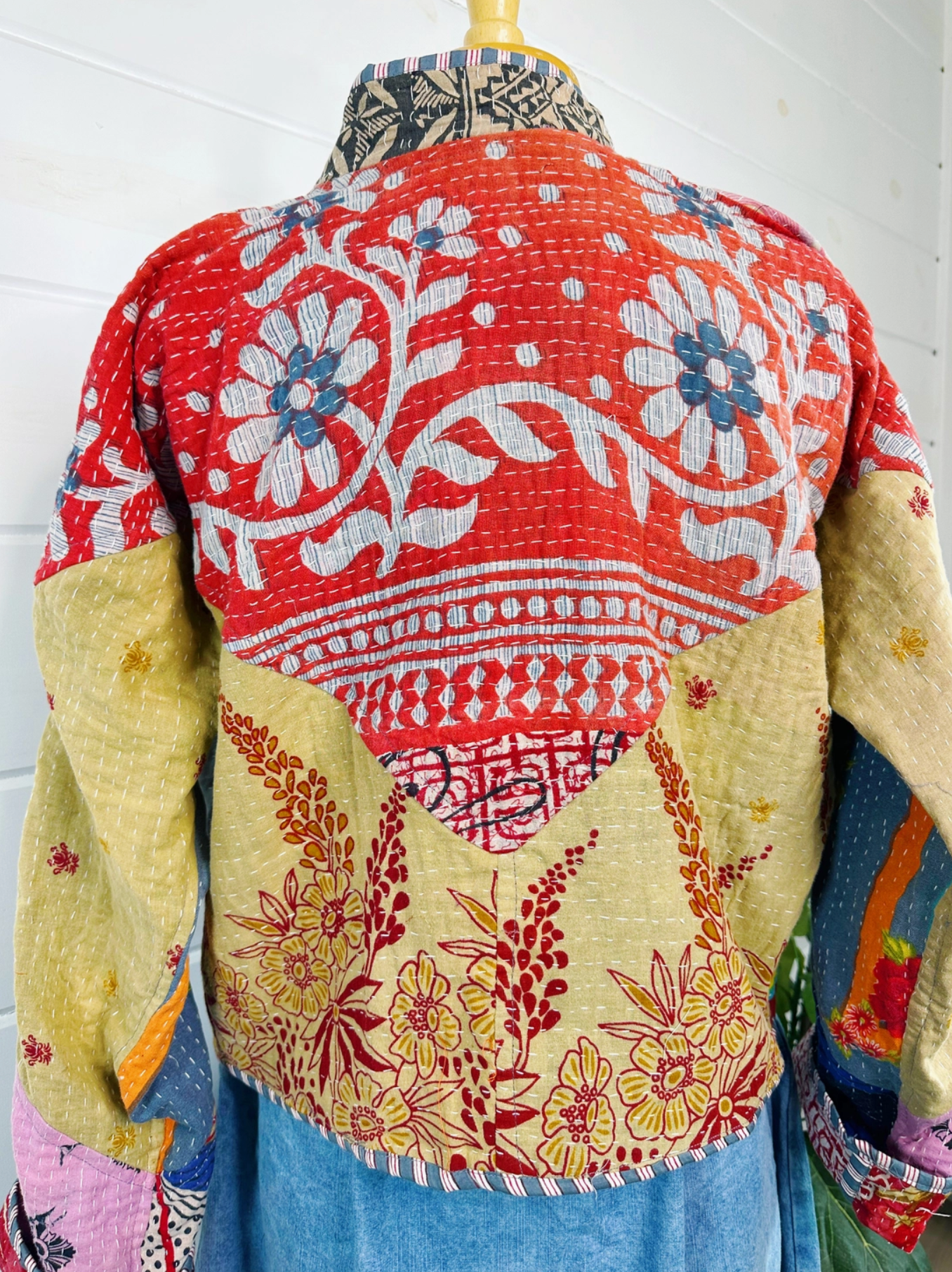 Handmade Patchwork Kantha Quilted Bomber Jacket O