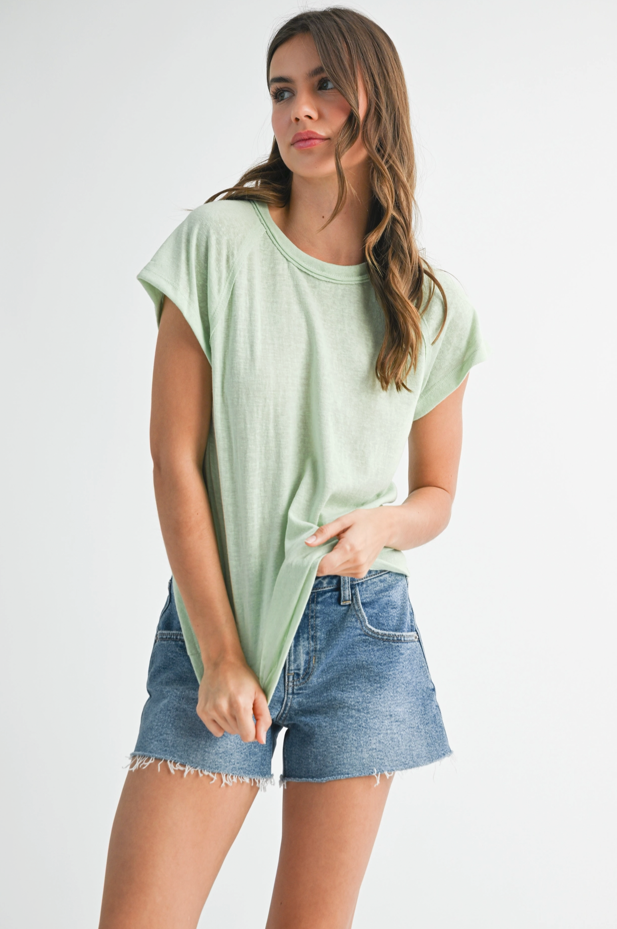 Ivy Tee In Pistachio Or Cantaloupe