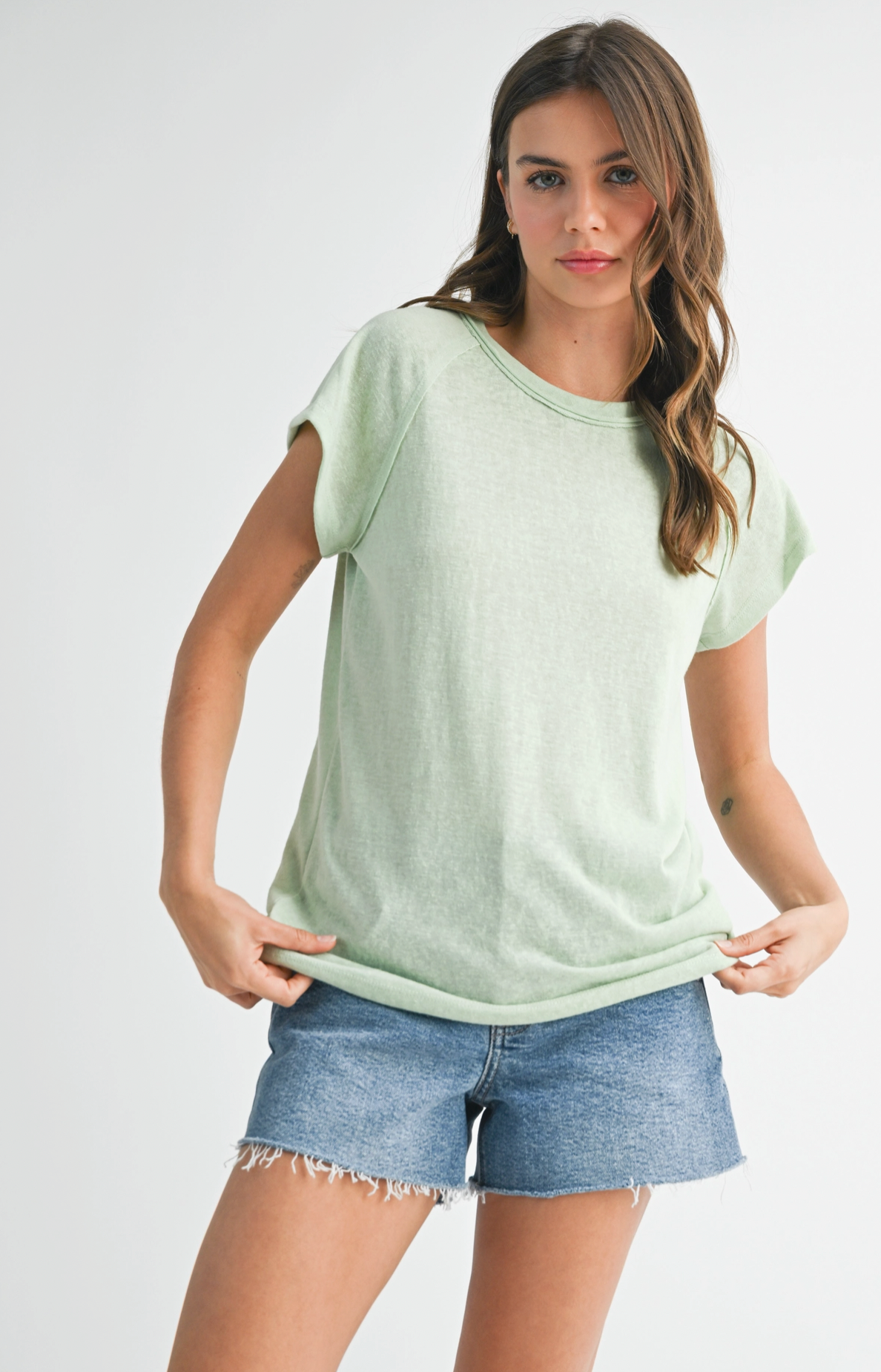 Ivy Tee In Pistachio Or Cantaloupe