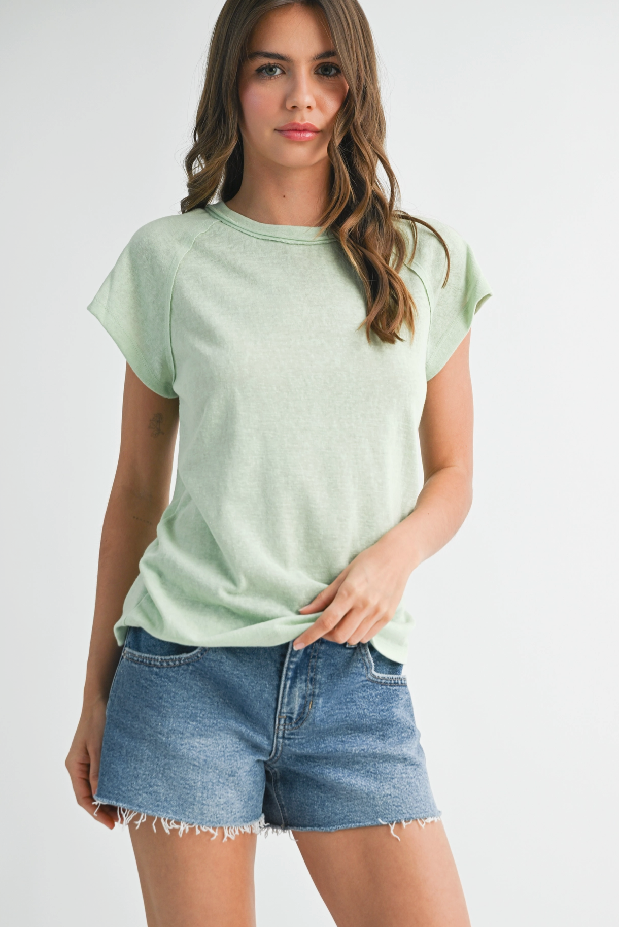 Ivy Tee In Pistachio Or Cantaloupe