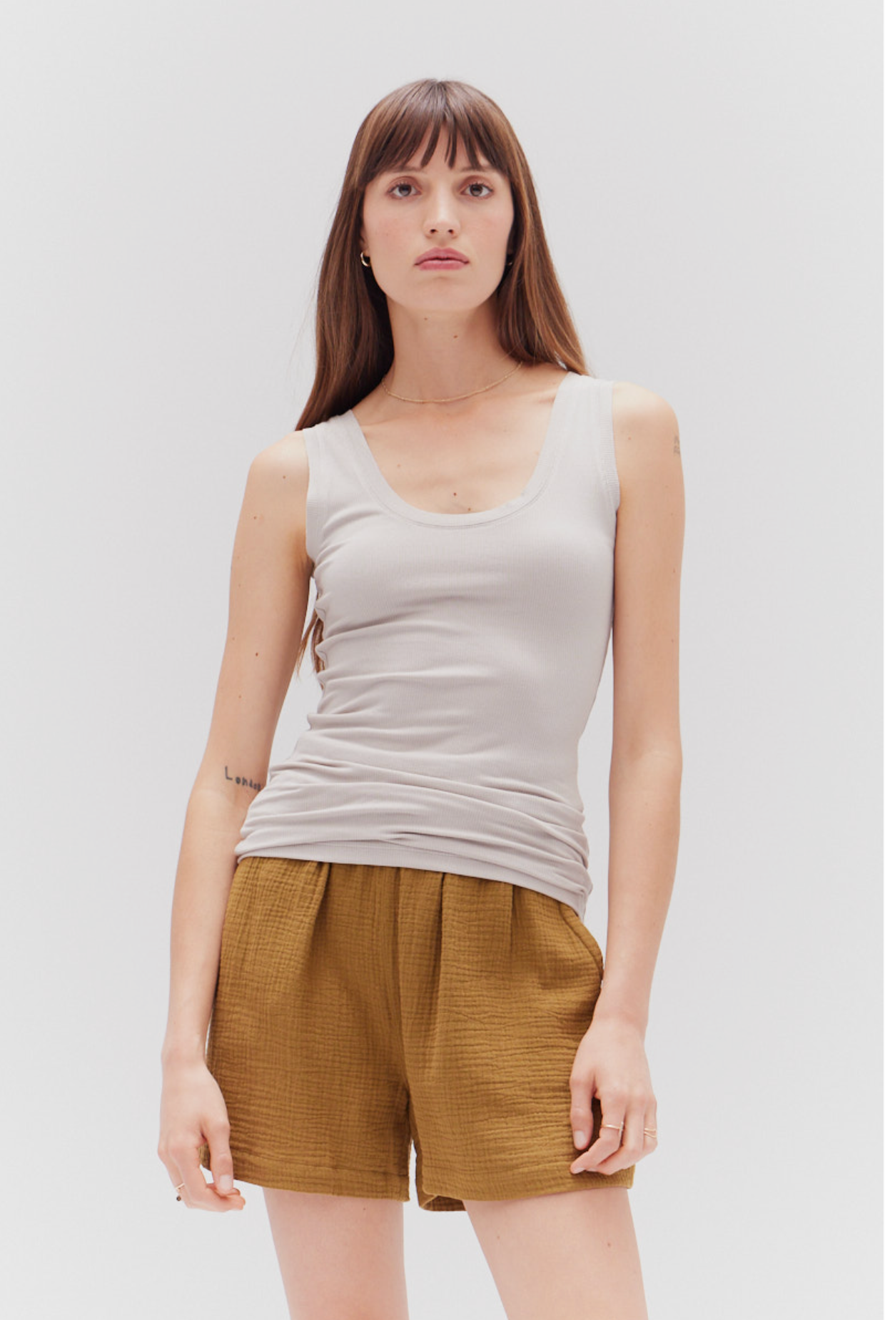 The Every Day Ribbed Tank In Grey Mist