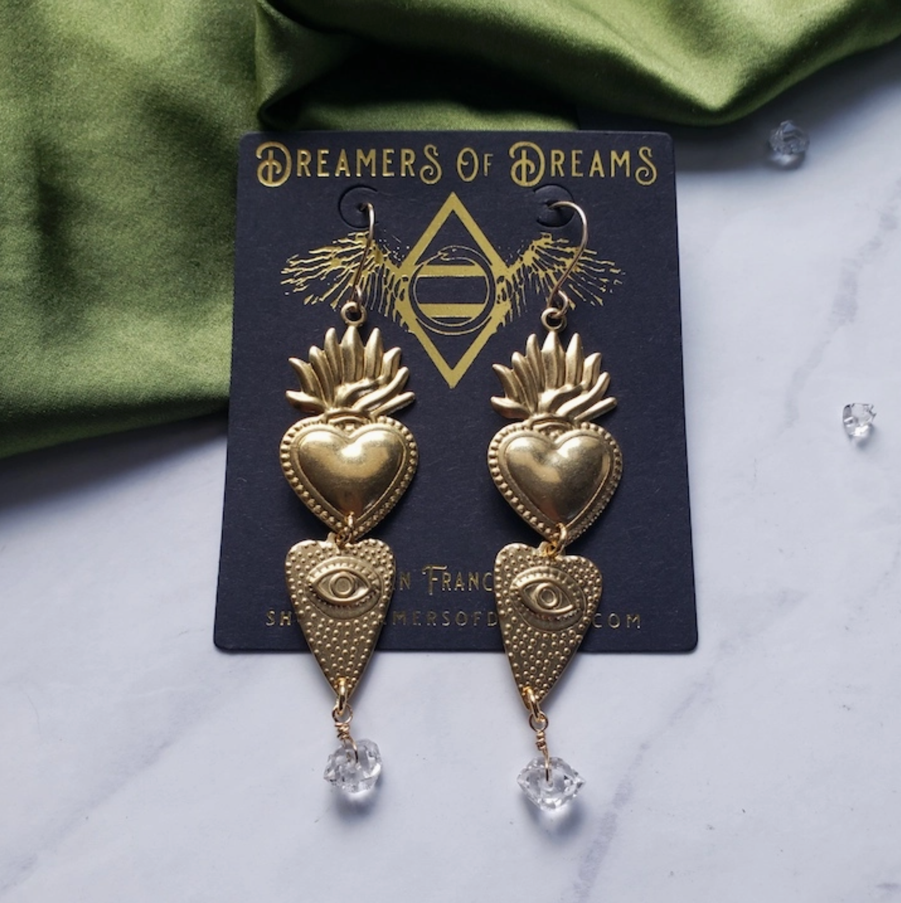 Flaming Heart Charm Earrings