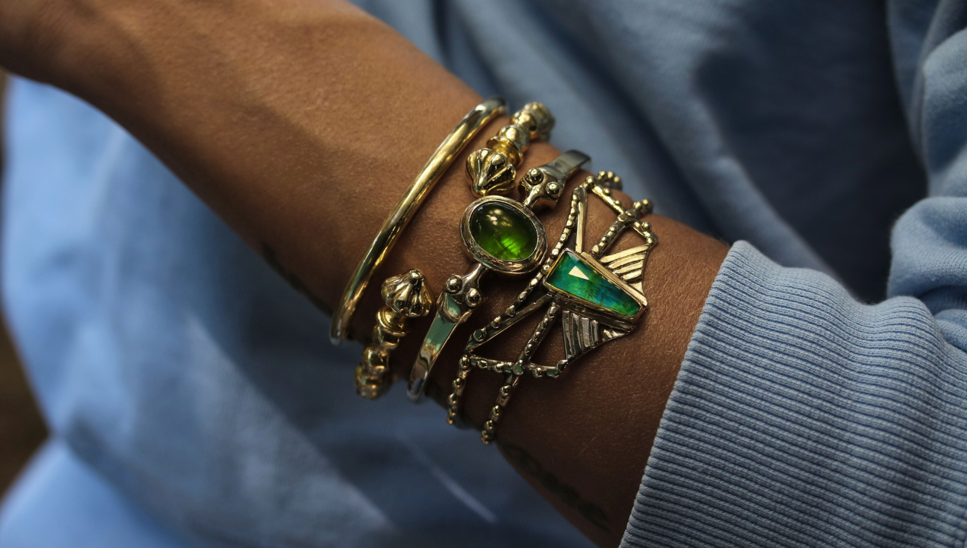 Arrow Chrysocolla Cuff — Bronze