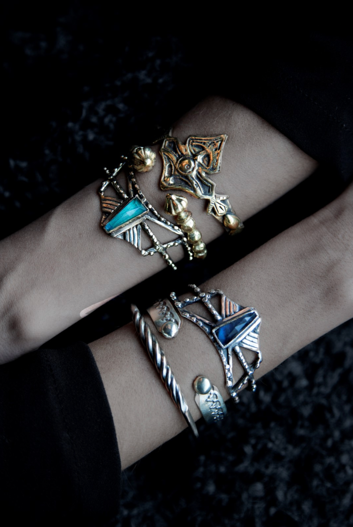 Arrow Chrysocolla Cuff — Bronze