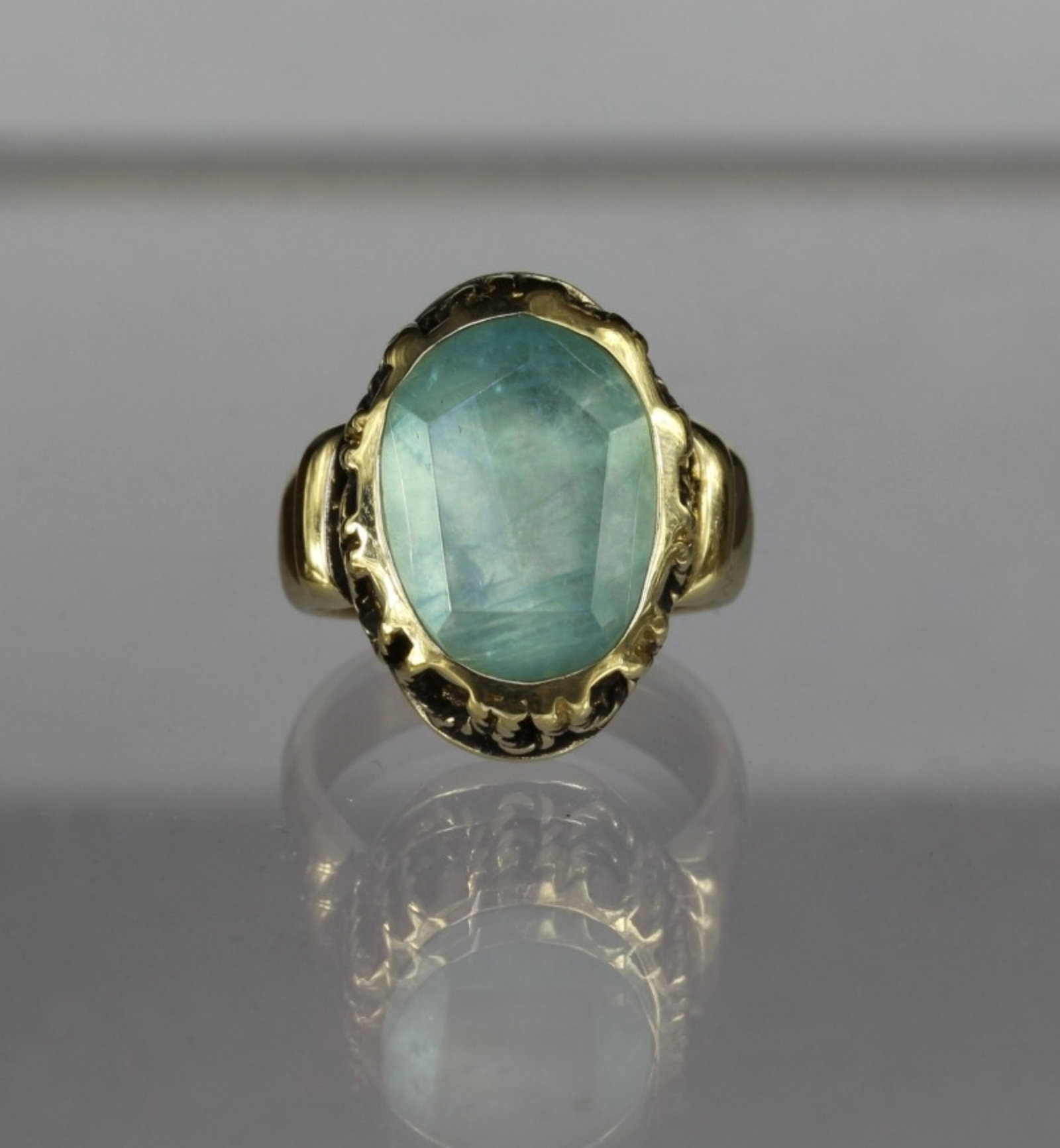 Elizabeth Aquamarine Filagree Ring