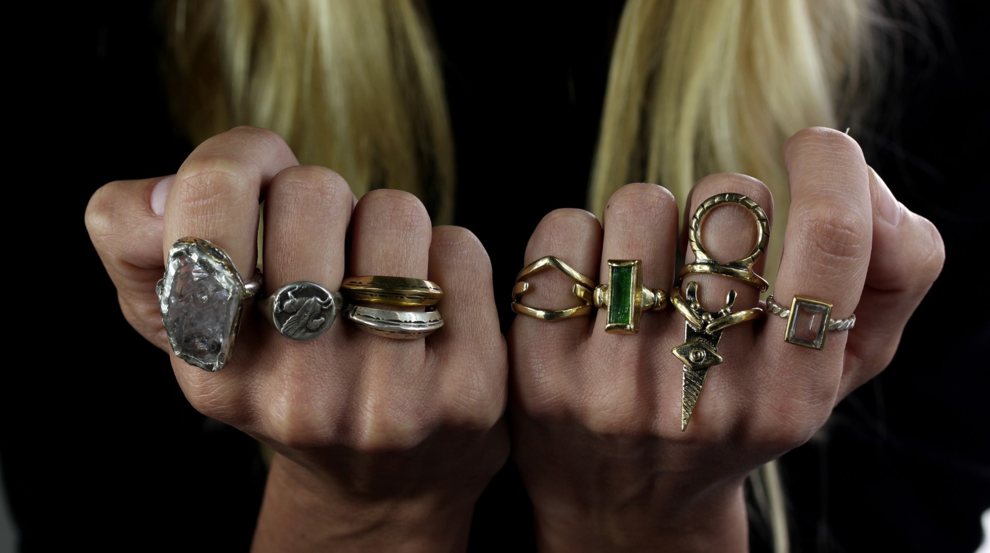 Eumache Bronze Adjustable Ring Set