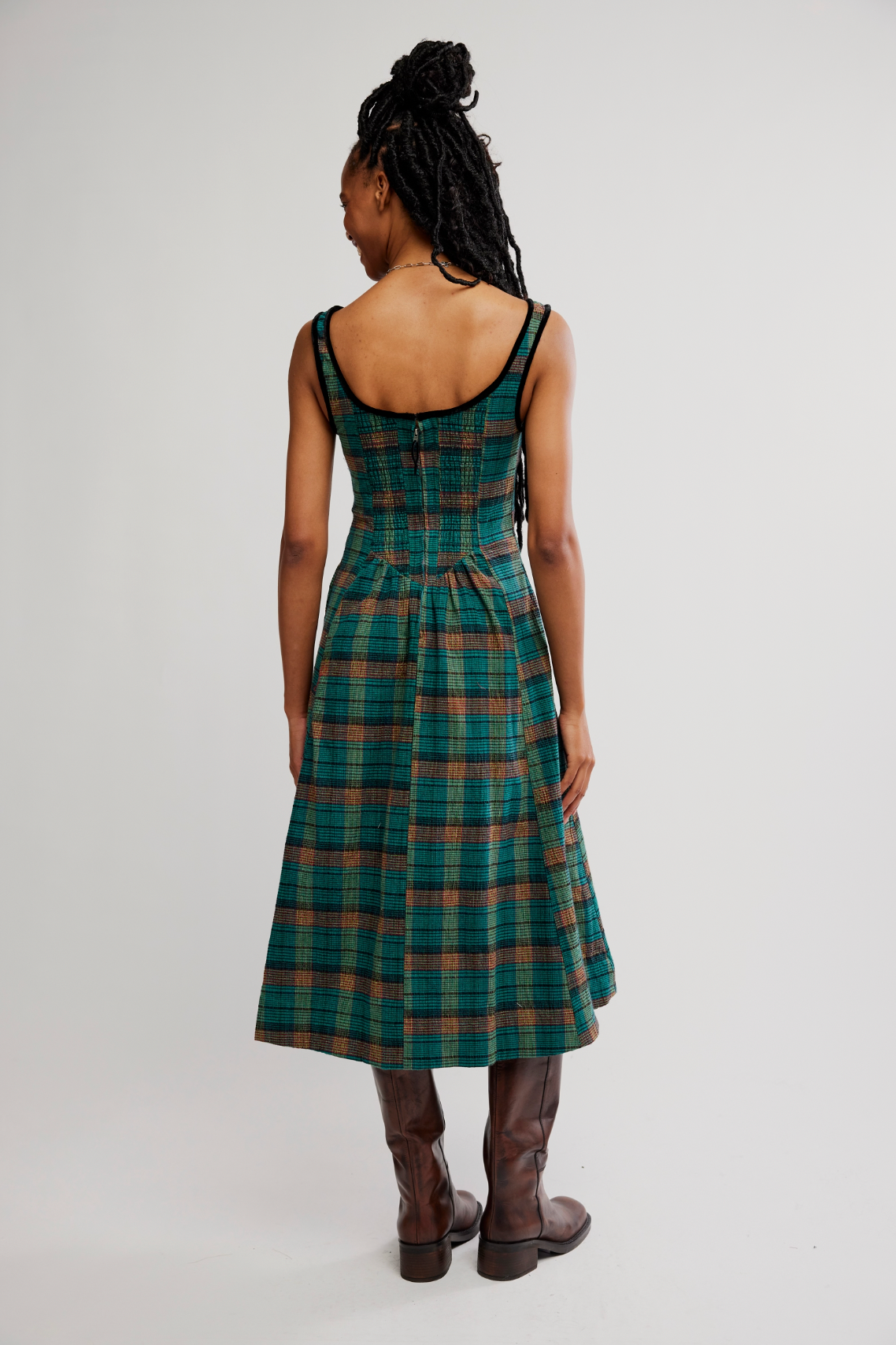Freya Plaid Midi Dress