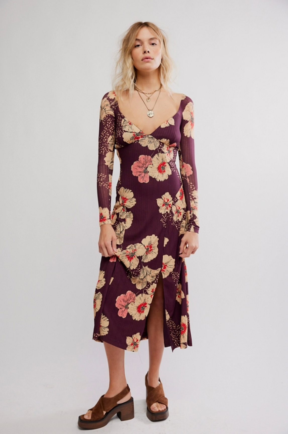 Calla Midi Dress in Plum