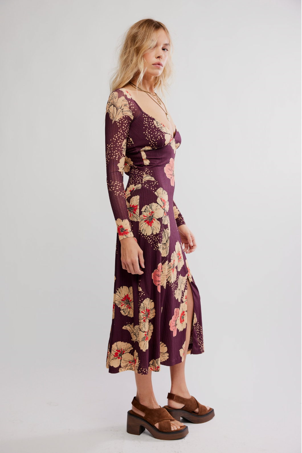 Calla Midi Dress in Plum