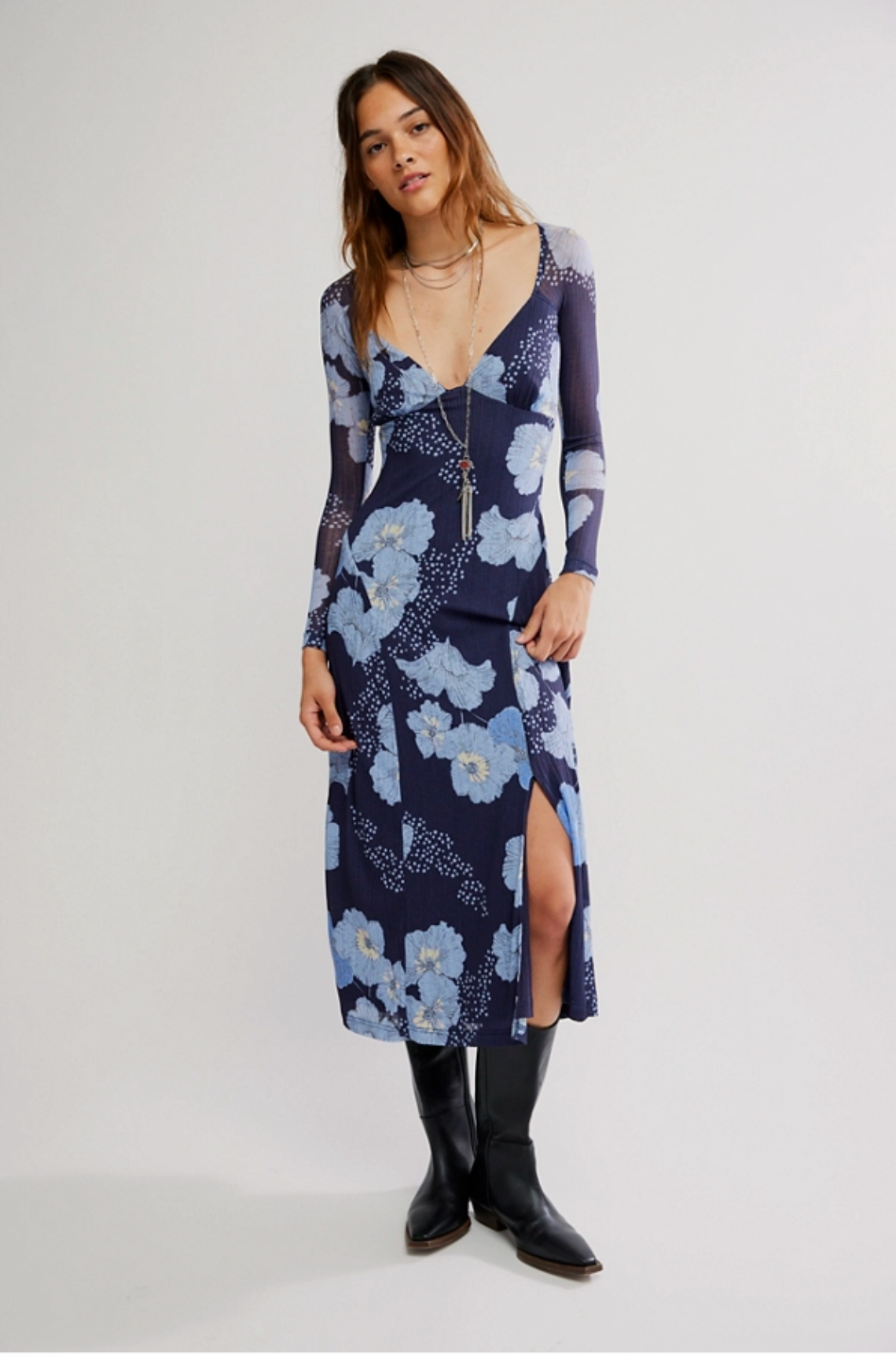 Calla Midi Dress in Blue