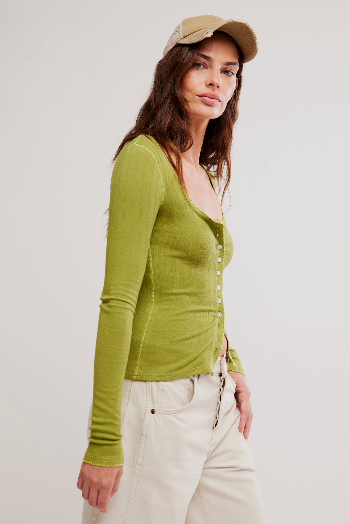 End Game Pointelle Top in Fresh Sprouts