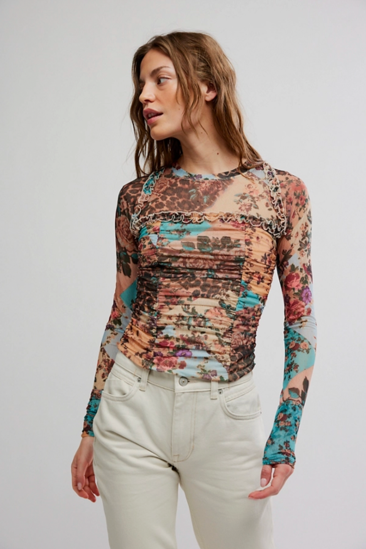 Ariana Long Sleeve Shirt in Taupe Combo