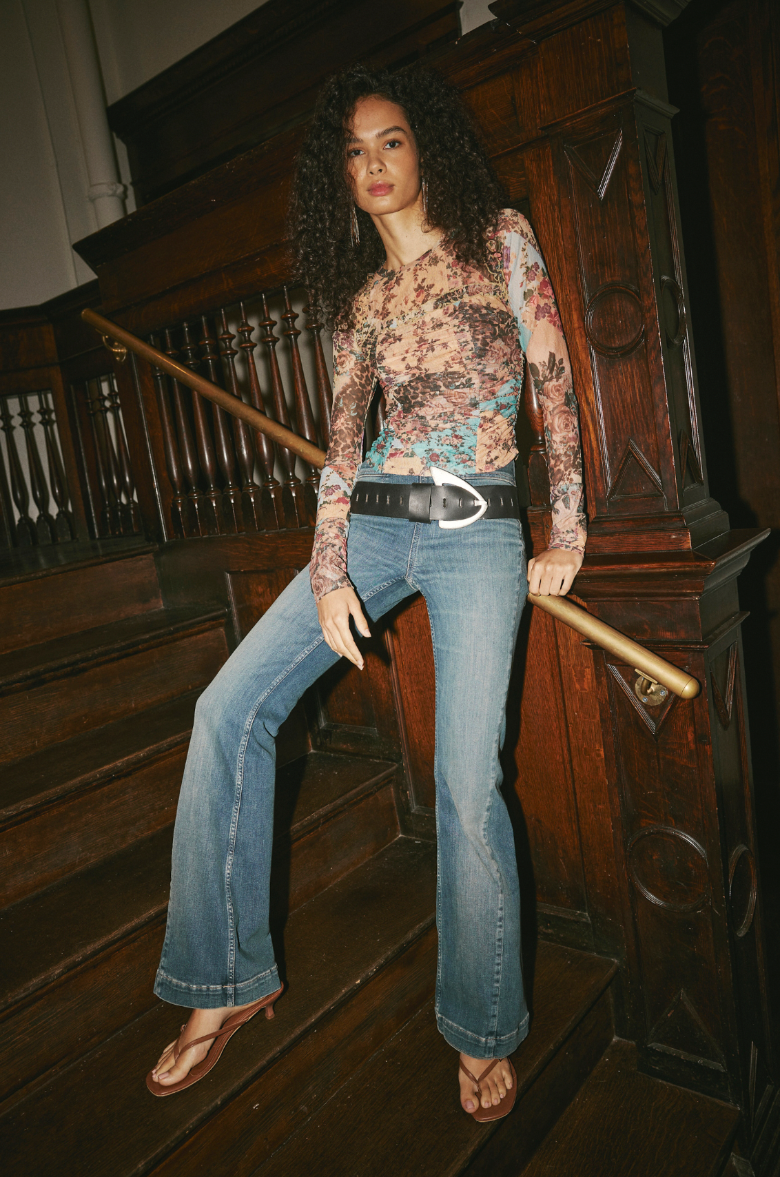 Ariana Long Sleeve Shirt in Taupe Combo