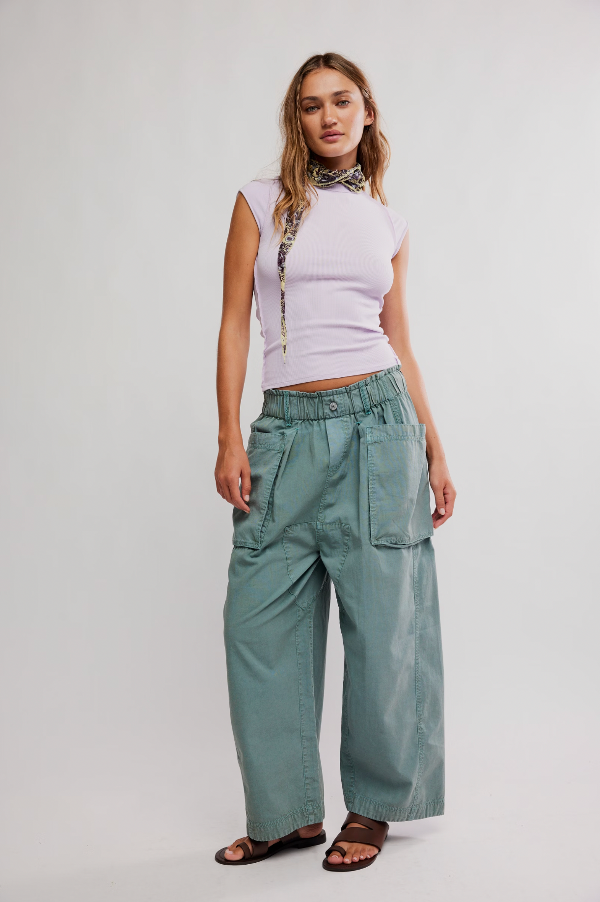 Costa Straight Harem Pant in Stormy Sea