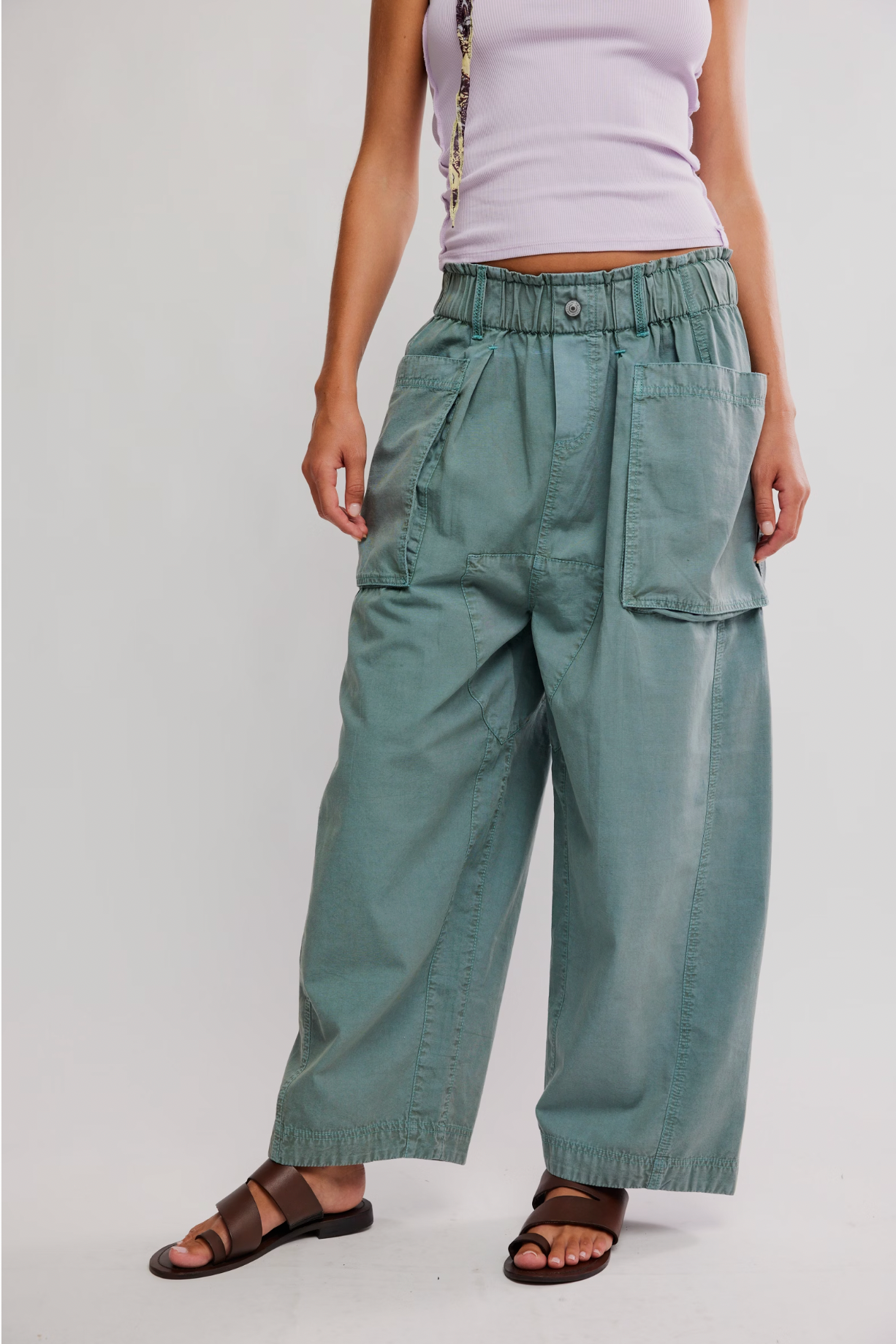 Costa Straight Harem Pant in Stormy Sea