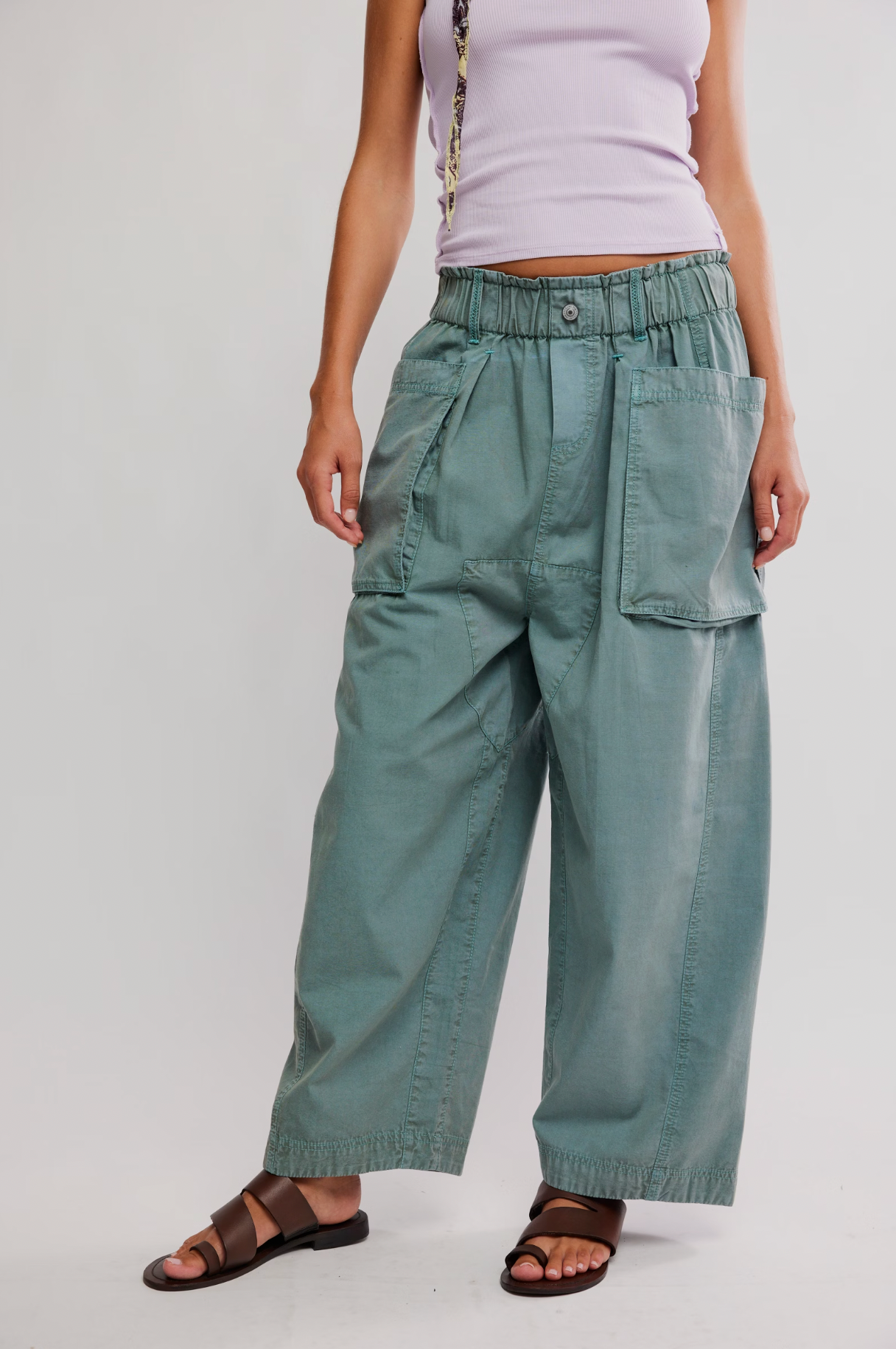 Costa Straight Harem Pant in Stormy Sea