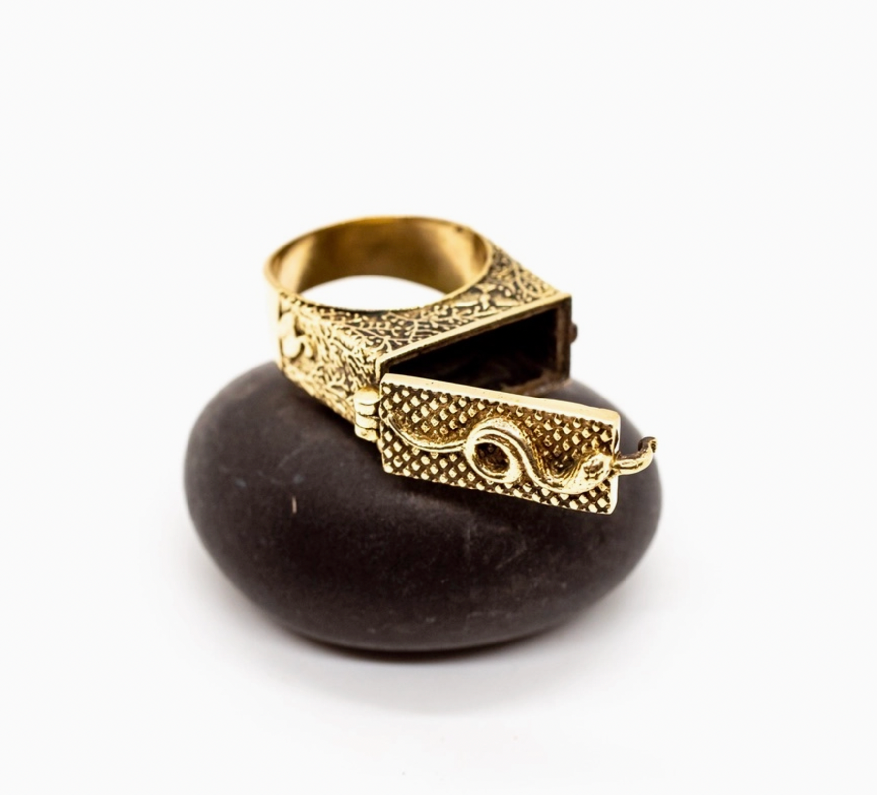 Brass Serpent Poison Ring