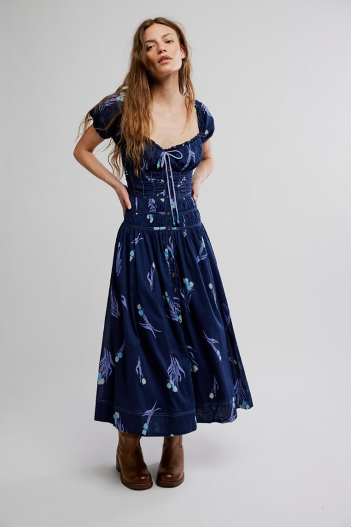 Complete Me Midi Dress in Navy Combo