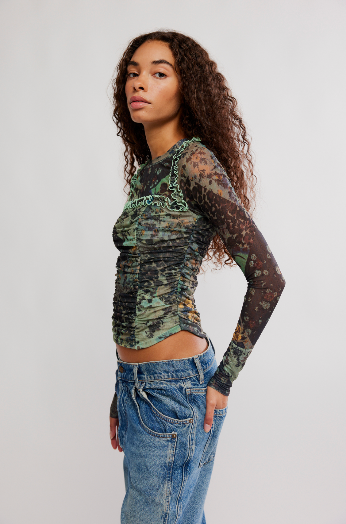 Ariana Long Sleeve Shirt in Sage Combo