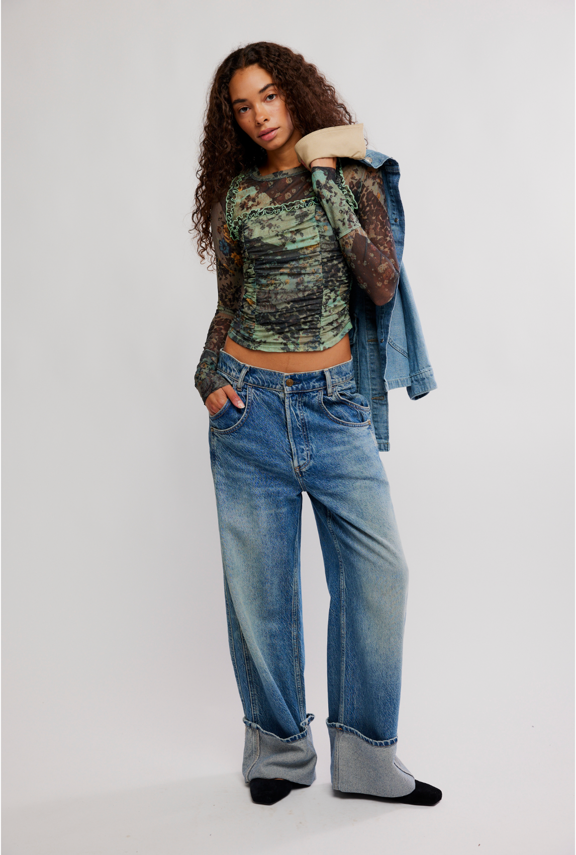 Ariana Long Sleeve Shirt in Sage Combo