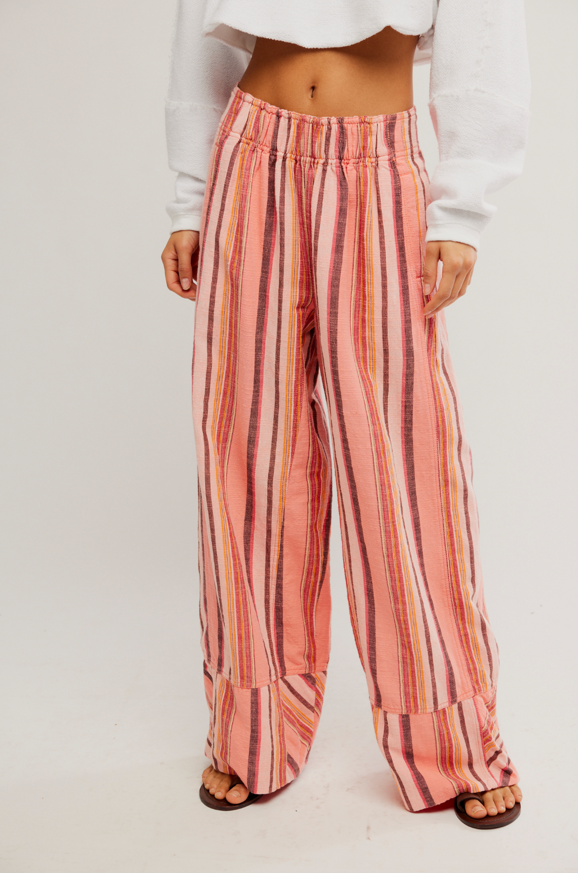 Day's End Linen Striped Pull-On Pants