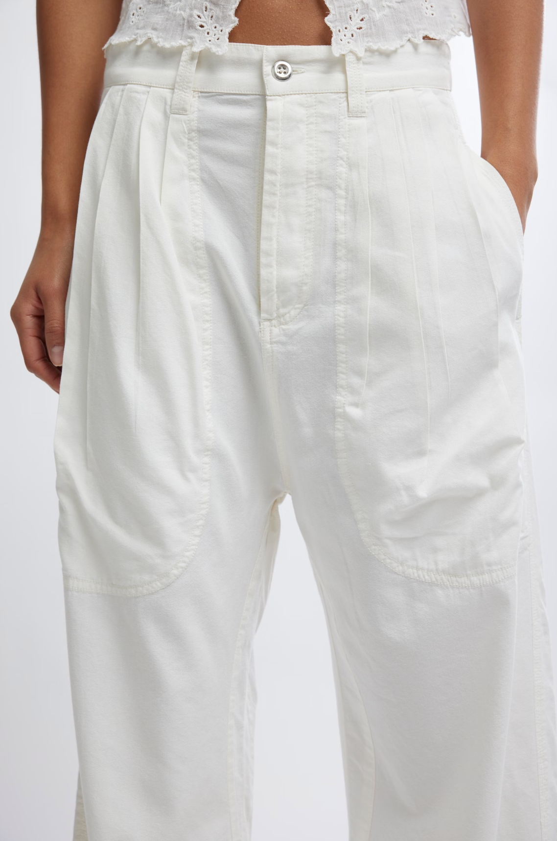 Clover Dropped Trouser in Tofu by Free People