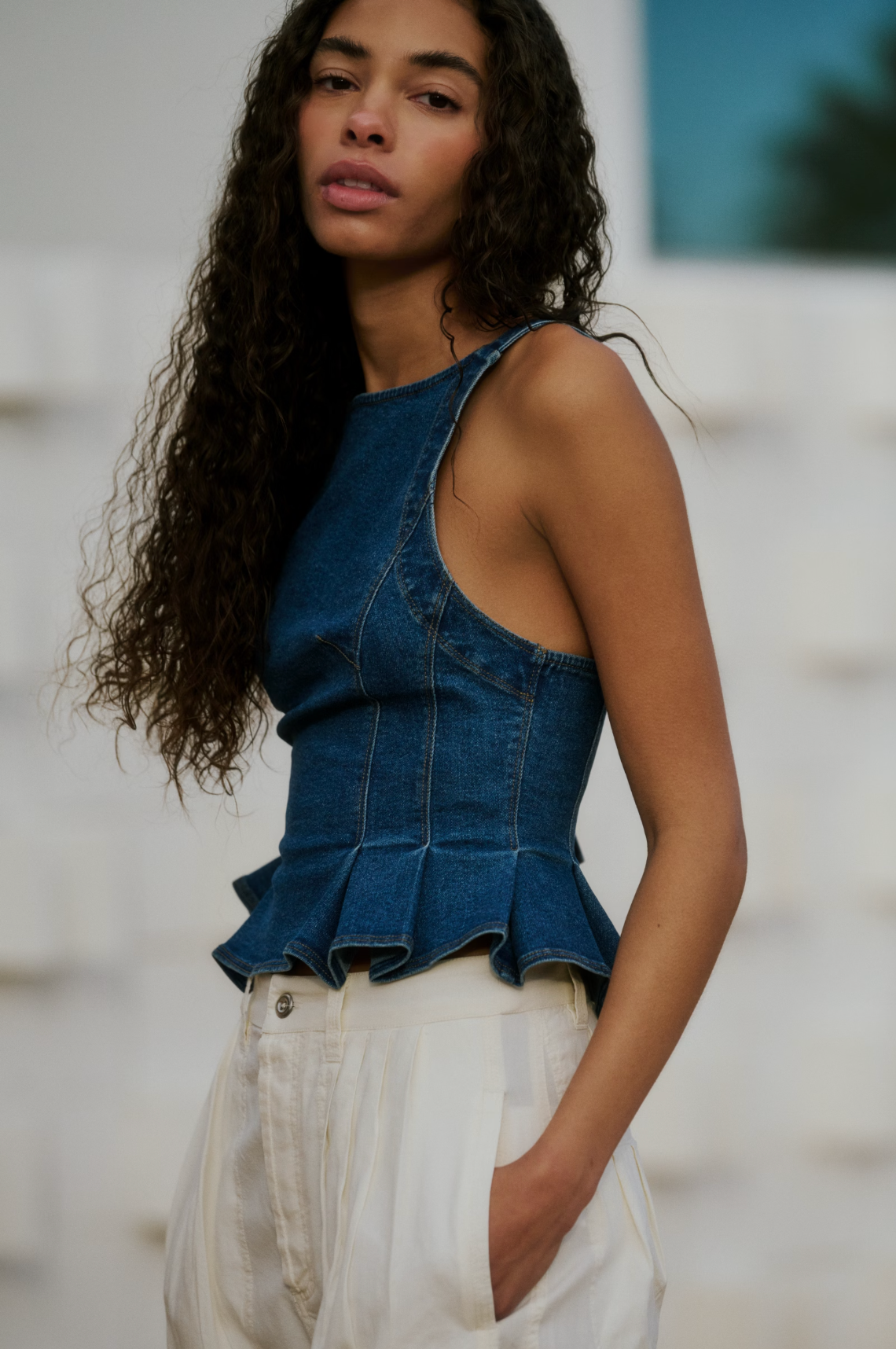Clover Dropped Trouser in Tofu by Free People