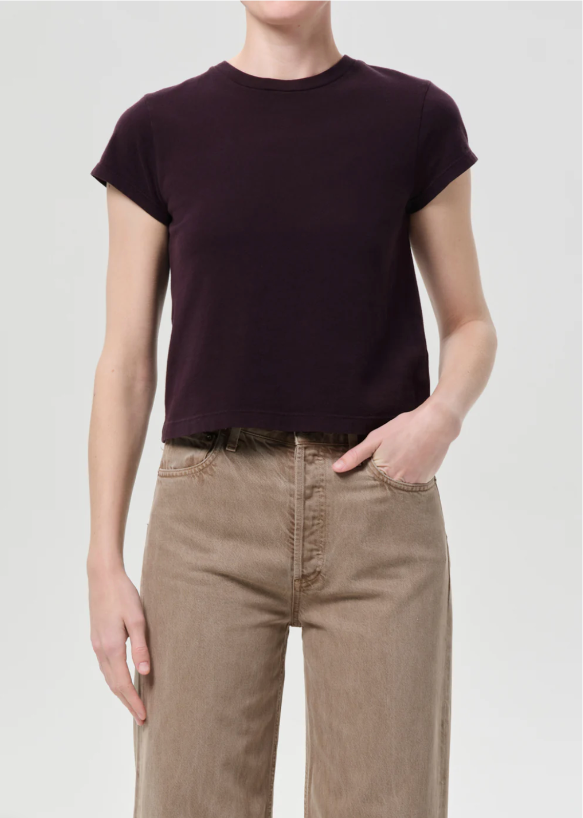 Adine Tee in Eggplant by Agolde