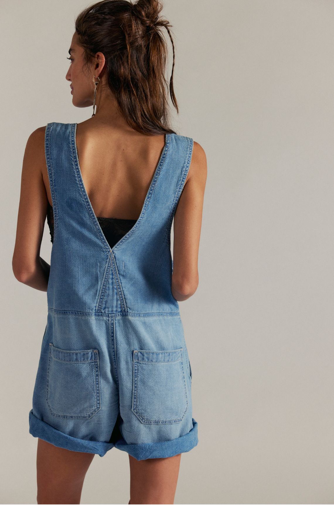 Free People Jude Shortall Overall Short in Denim
