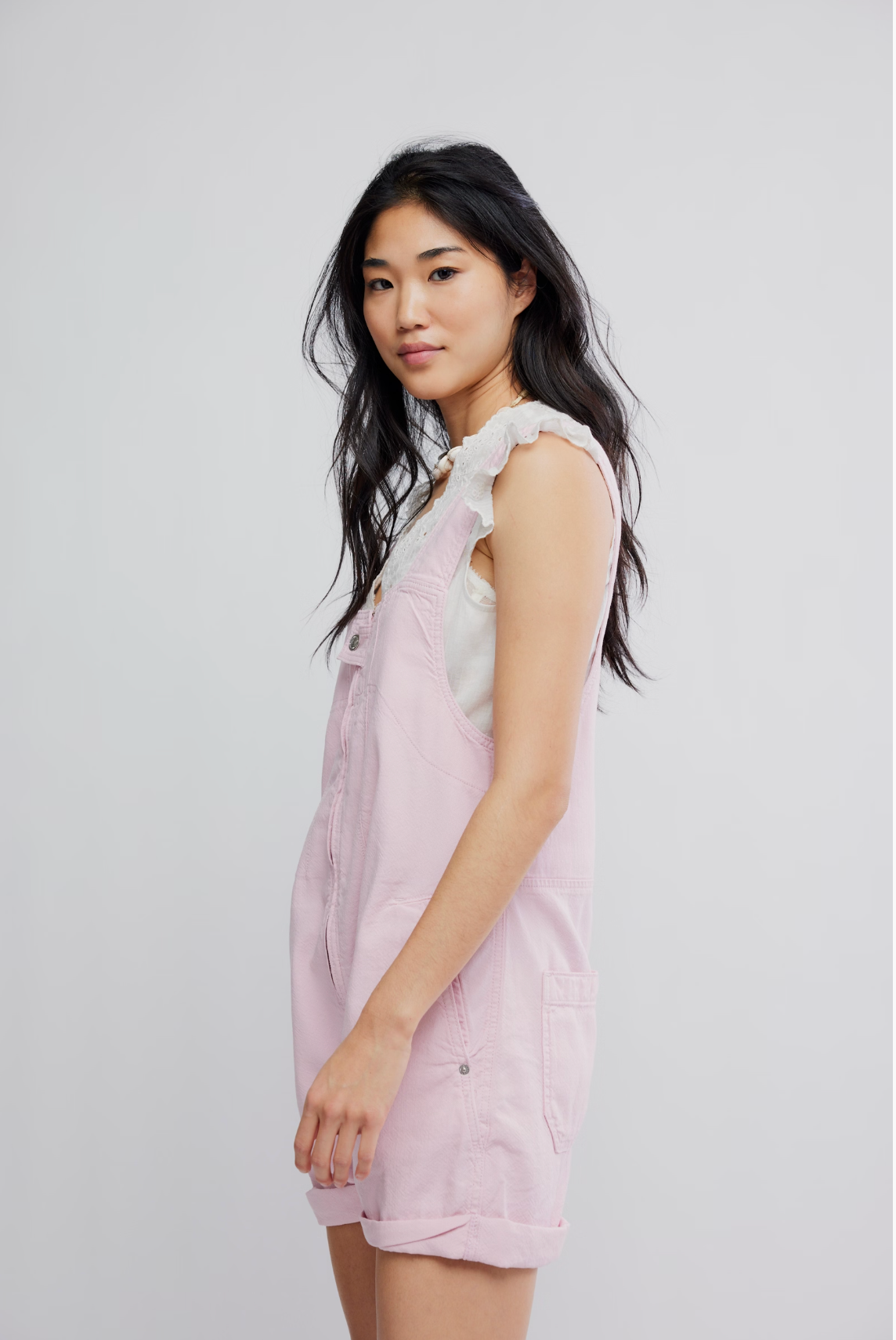 Free People Jude Shortall Overall Short in Pink Parfait