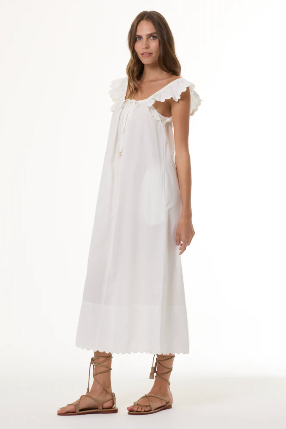 Robbin Cotton Midi Dress // Bone