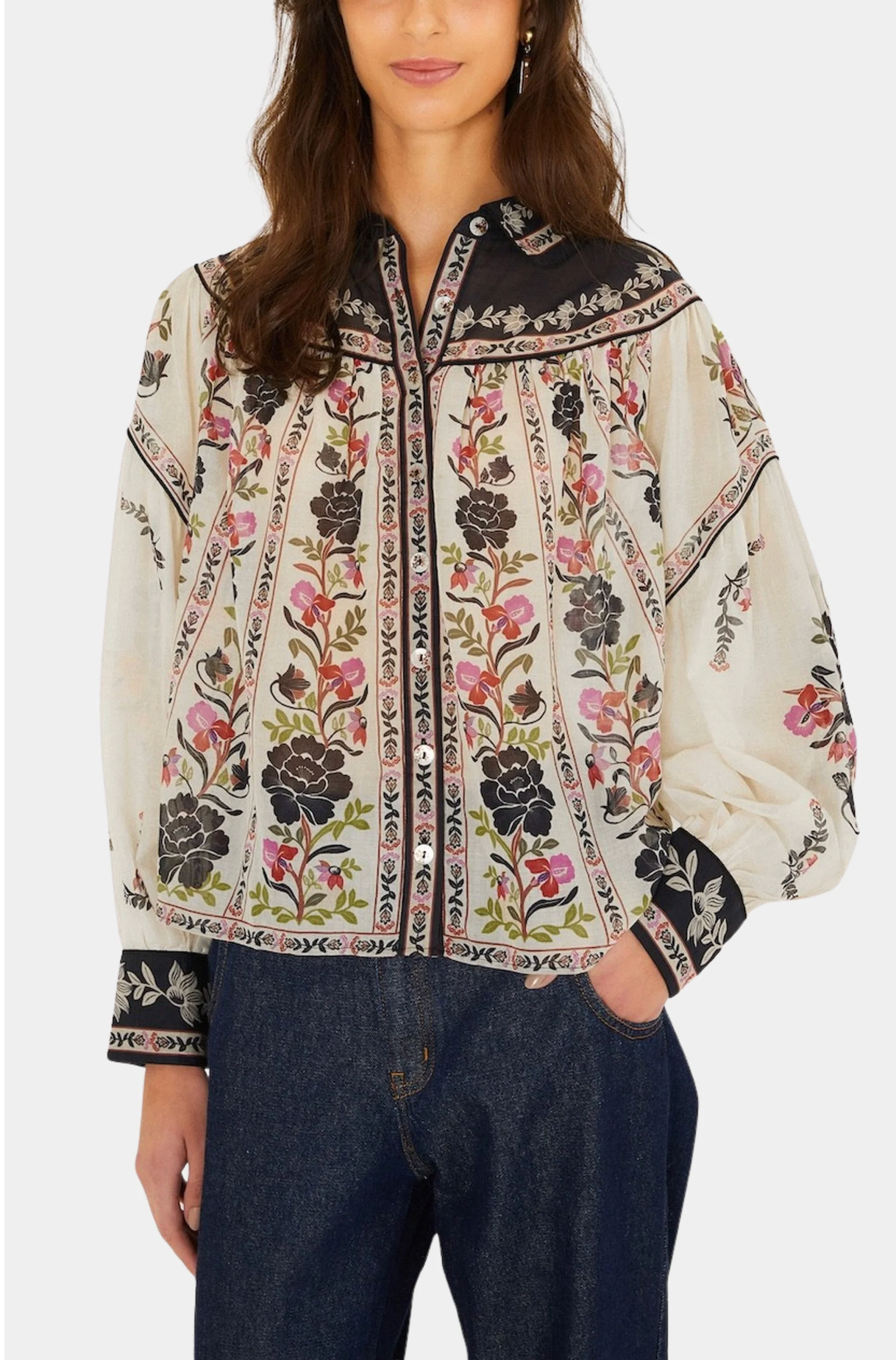 Delicate Floral Cream Blouse by Farm Rio