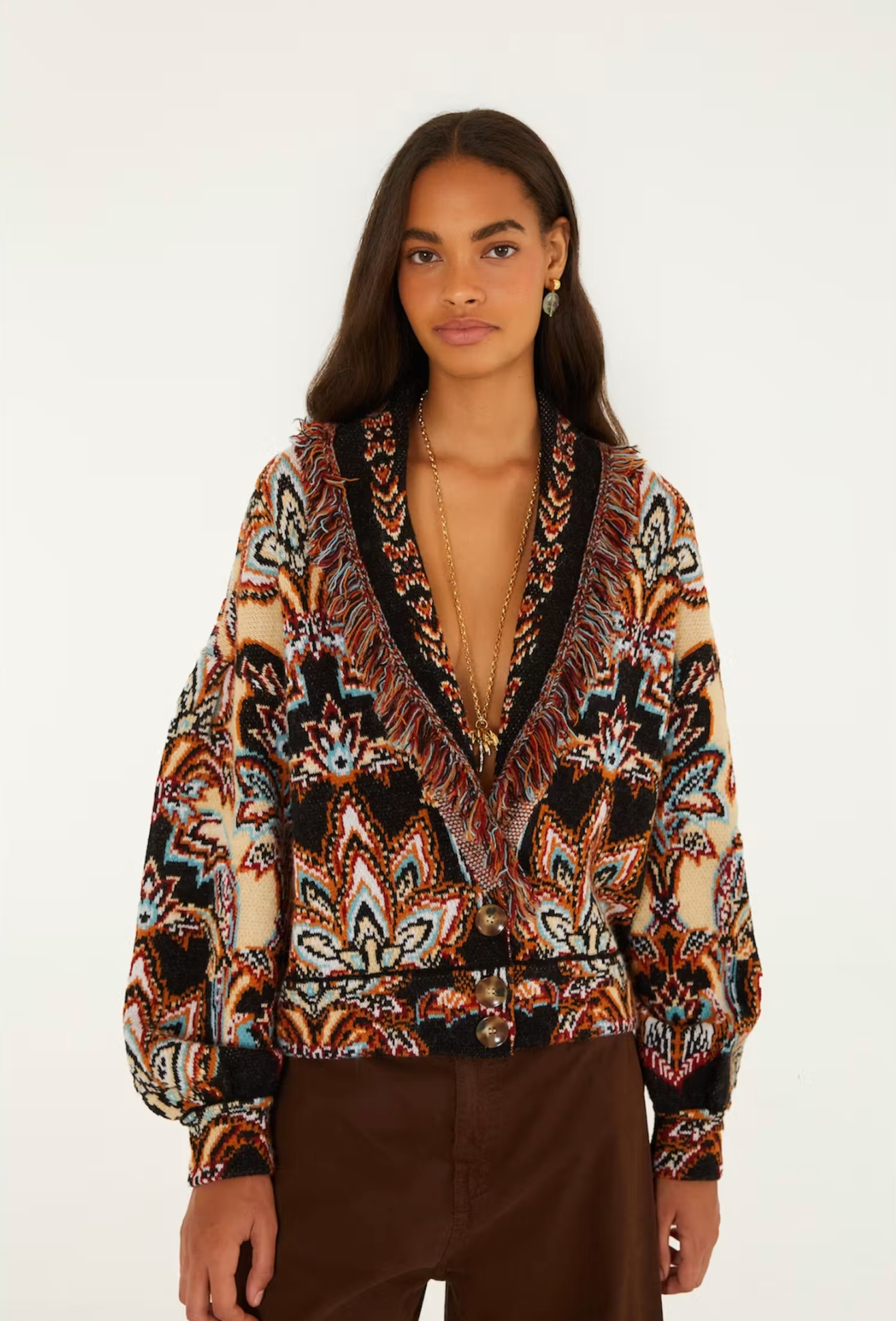 Tapestry Dream Cream Knit Fringe Cardigan