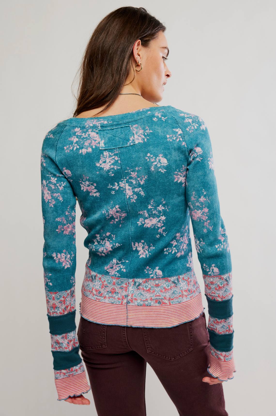 Easy Does It Printed Long Sleeve in Lagoon Combo