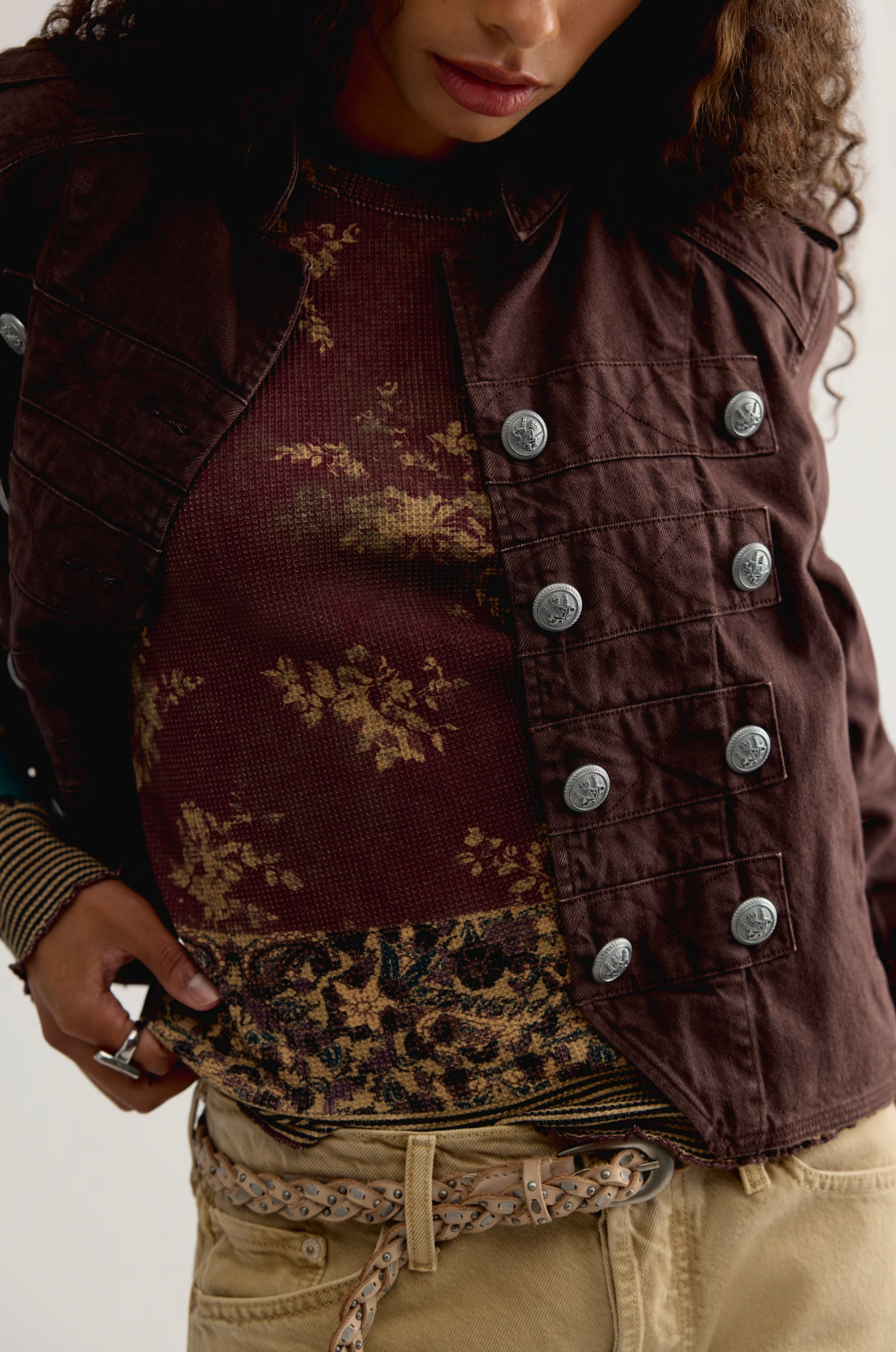Easy Does It Printed Long Sleeve in Wine Combo