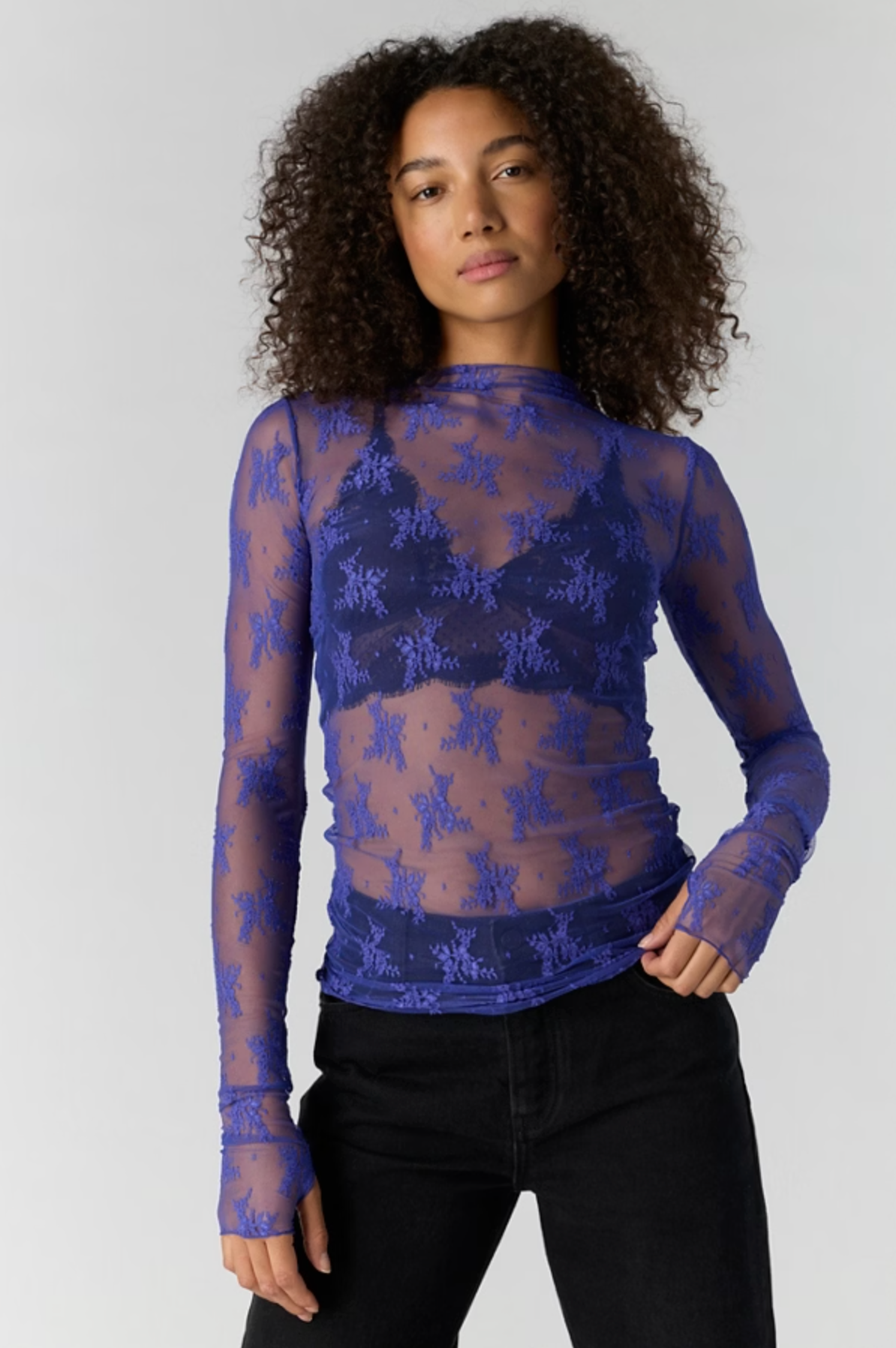 Free People Lady Lux Layers Top in Blue Beam