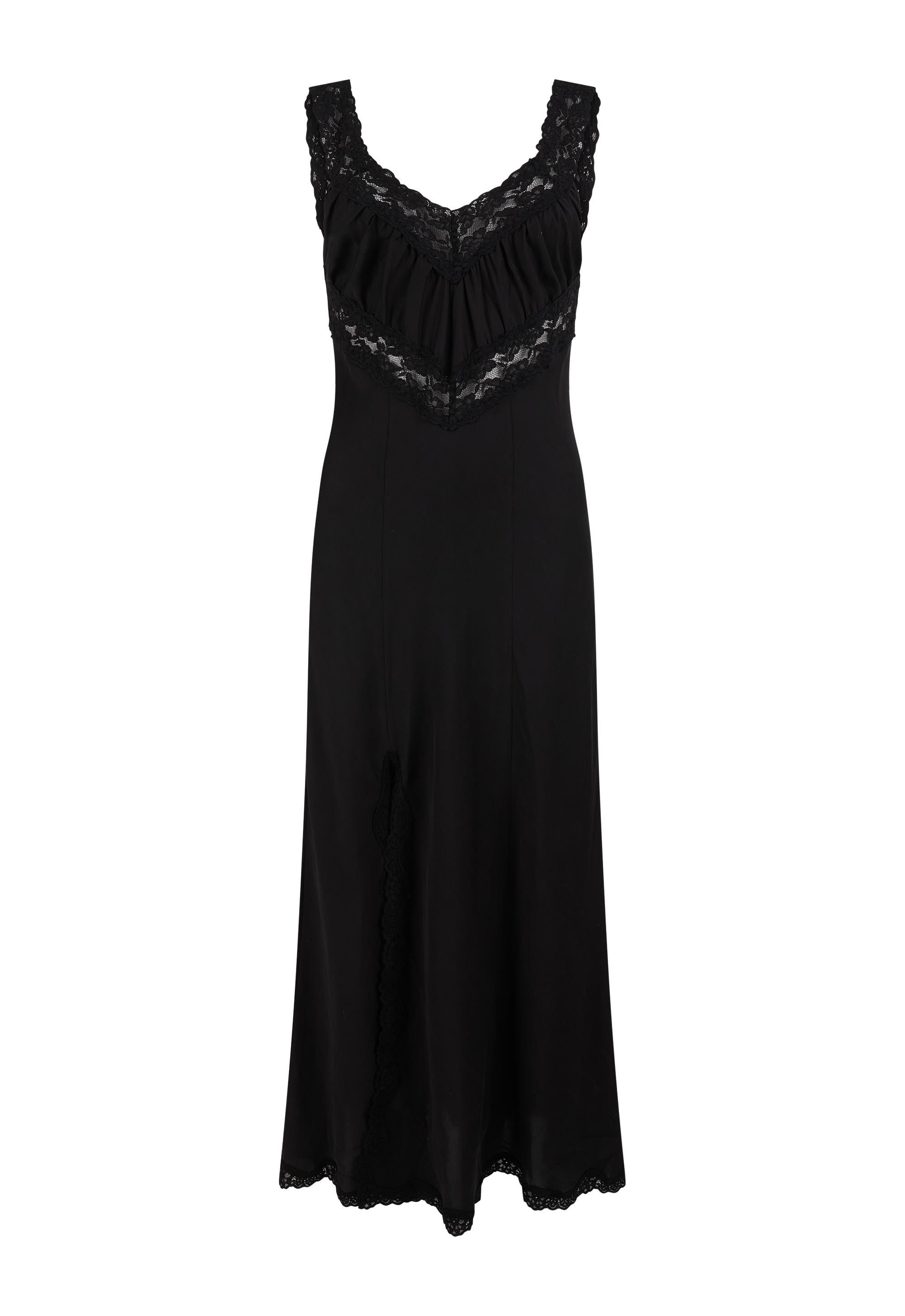 Vina Lace Slip Dress - Midnight in black with lace detailing and a flattering silhouette for elegant evening wear
