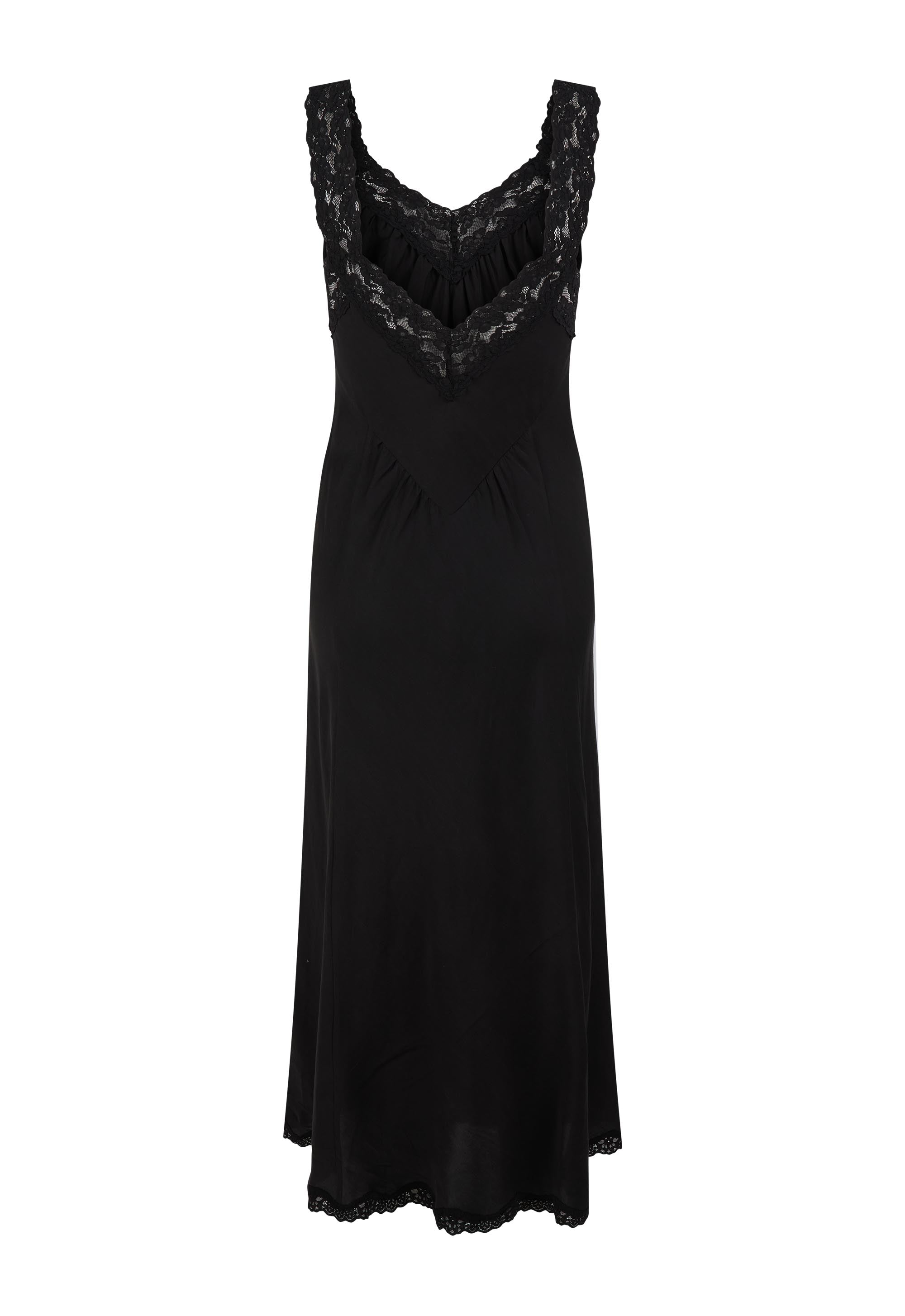 Vina Lace Slip Dress - Midnight in elegant black with delicate lace trim and a flowing fit for graceful style.