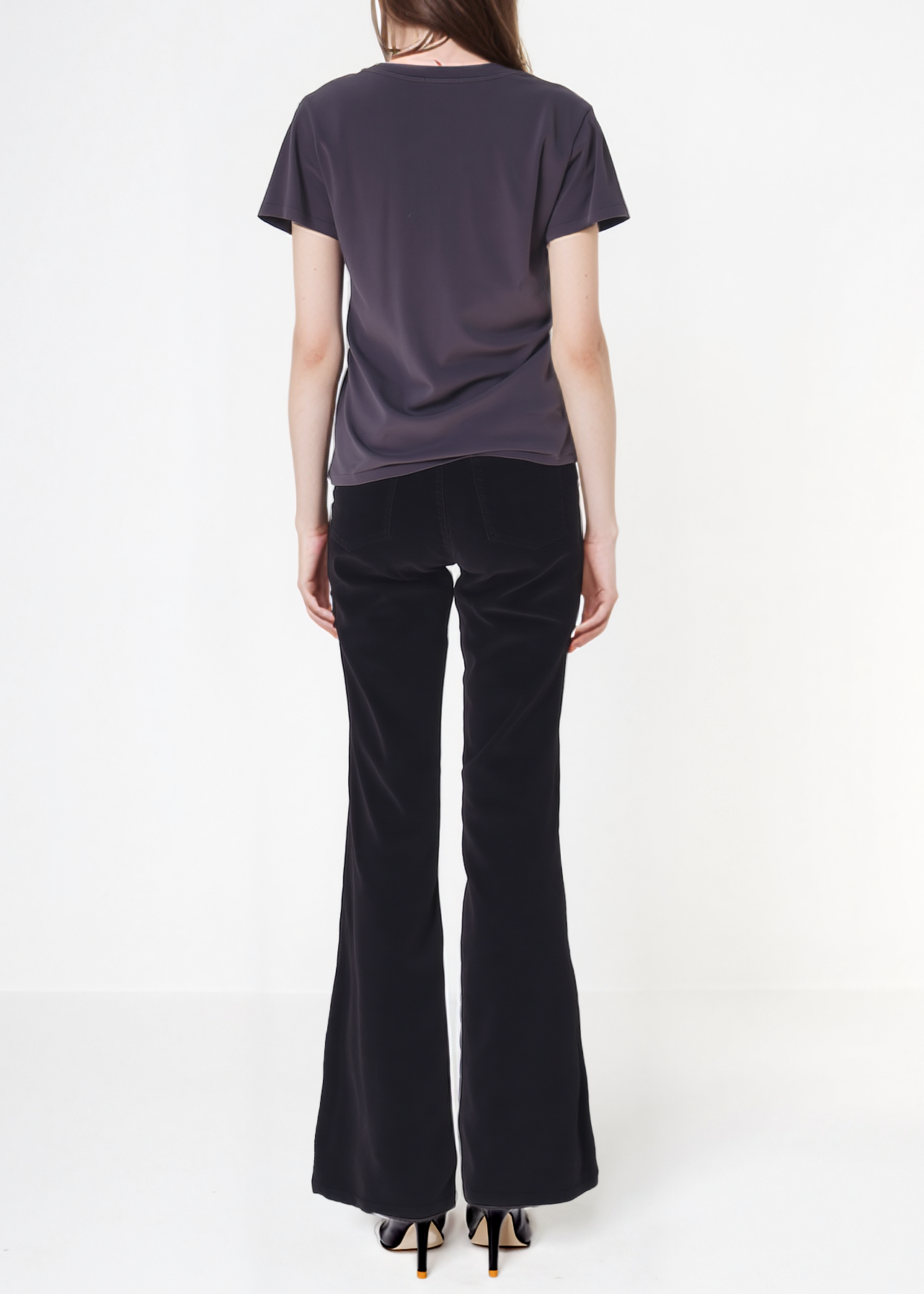 Dina High Waisted Wide Corduroy In Black