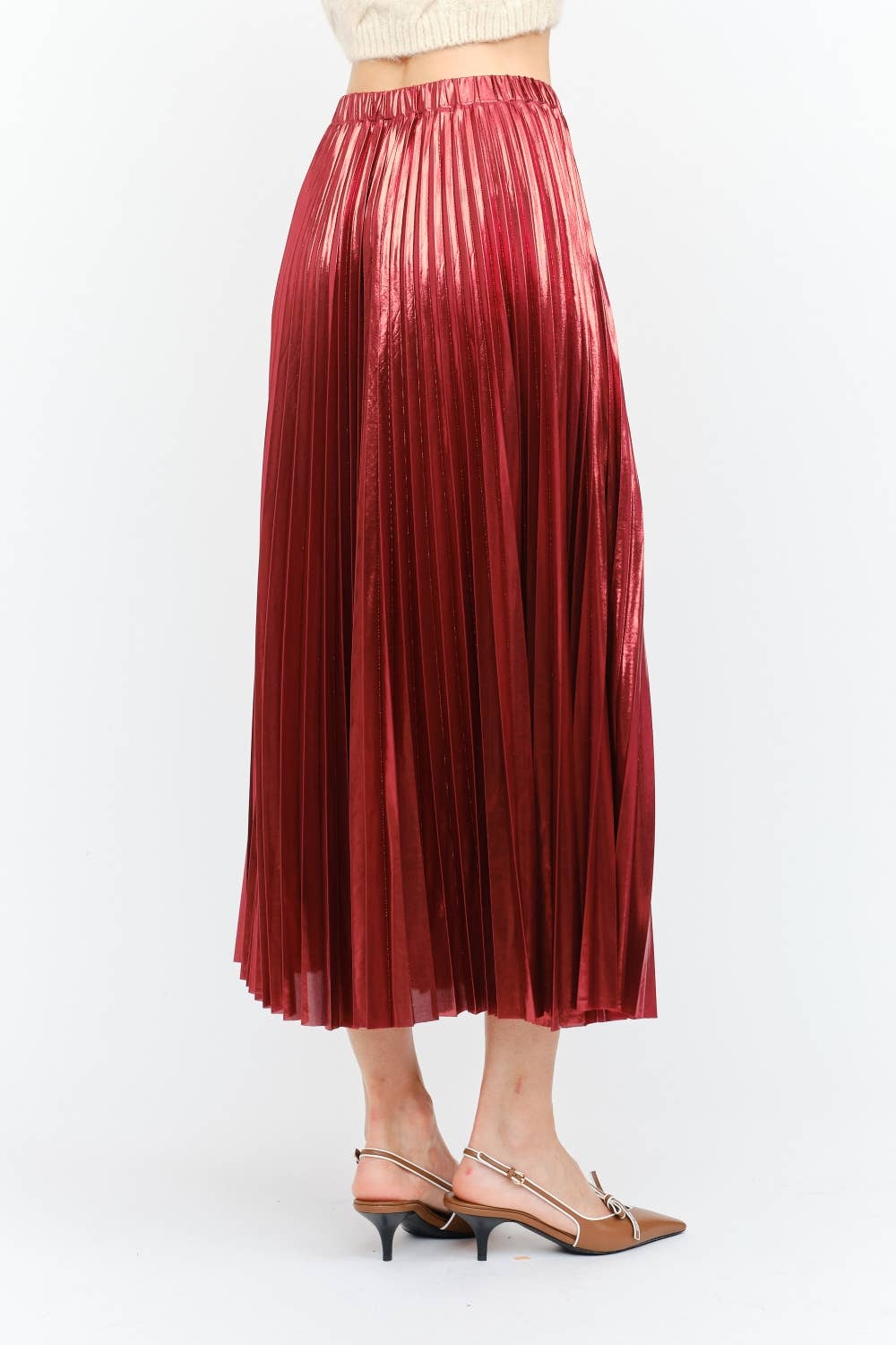 Alessandra Burgundy Pleated Skirt