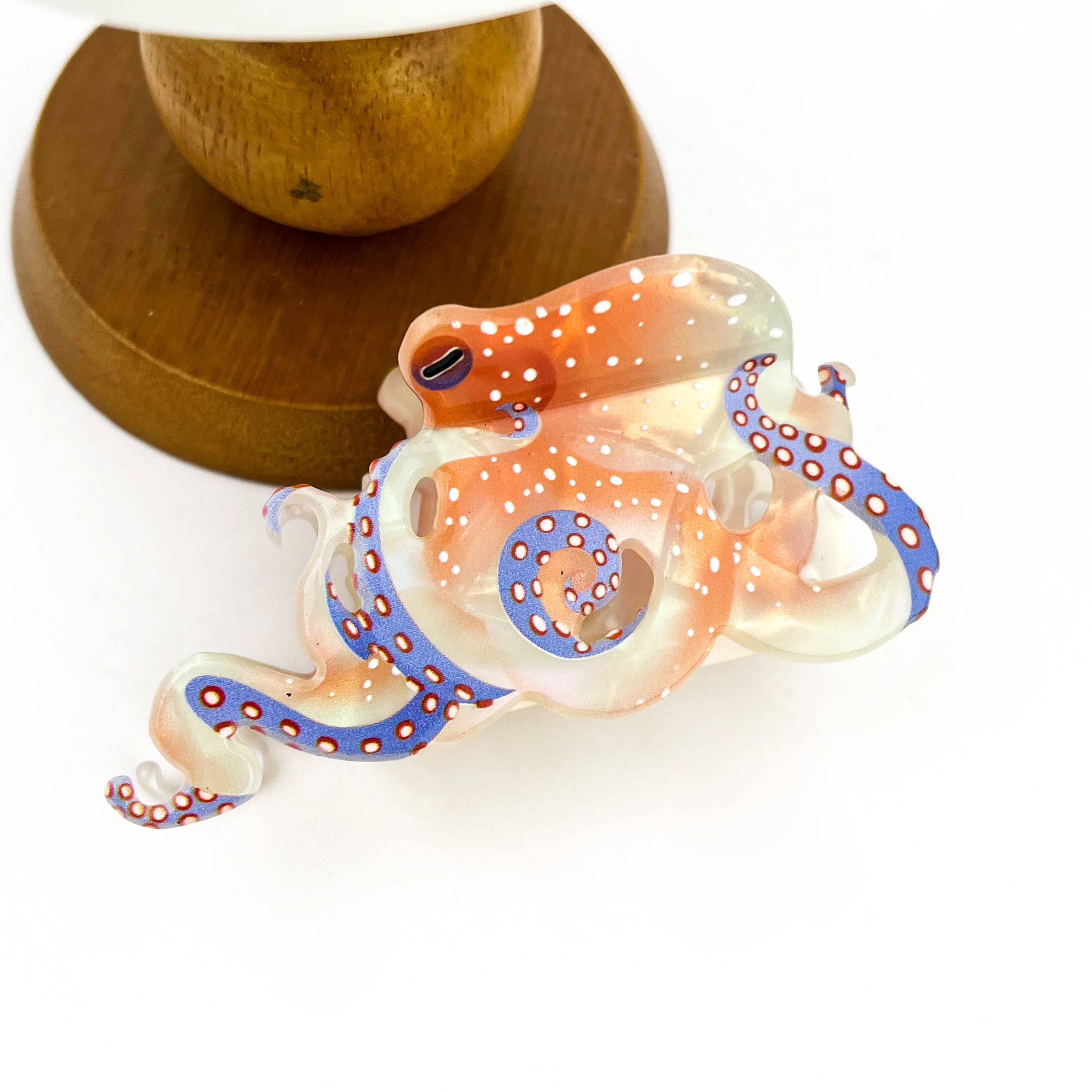 Blue Ring Octopus Hair Claw Clip, Acetate Hair Clip