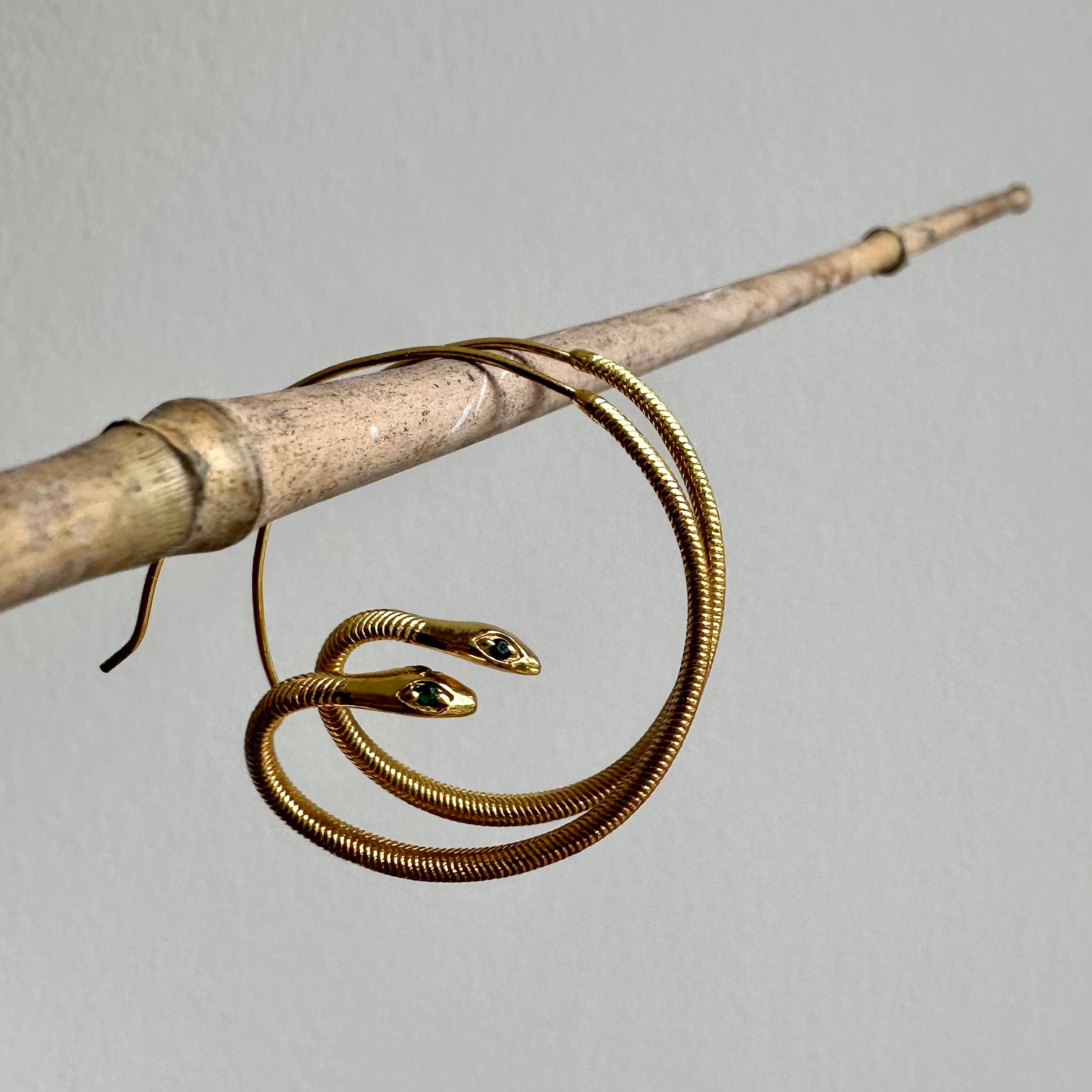 Green Zircon Snake Eye Earrings