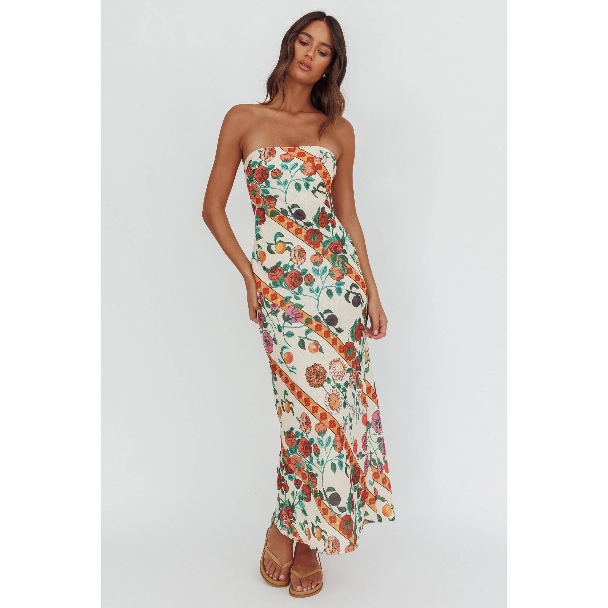 Floral Grove Strapless Maxi